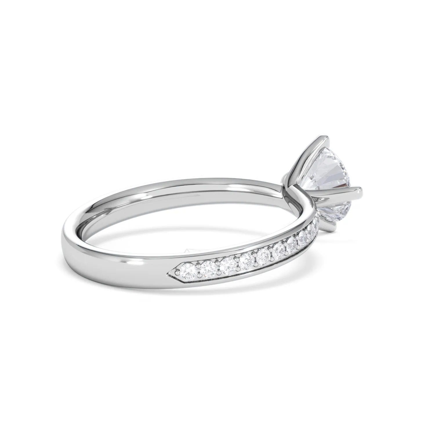 Origin Twist 1.00ct Round Cut Lab Diamond Solitaire Engagement Ring with Side Stones in 18K White Gold - Image 35