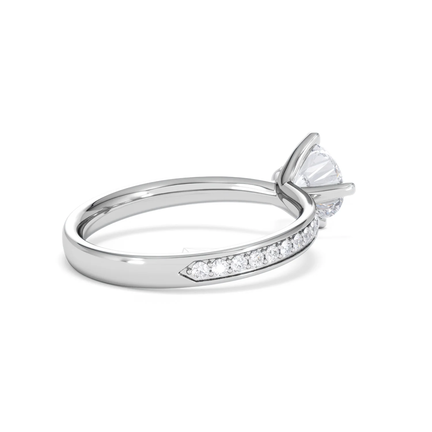 Origin Twist 1.00ct Round Cut Lab Diamond Solitaire Engagement Ring with Side Stones in 18K White Gold - Image 36