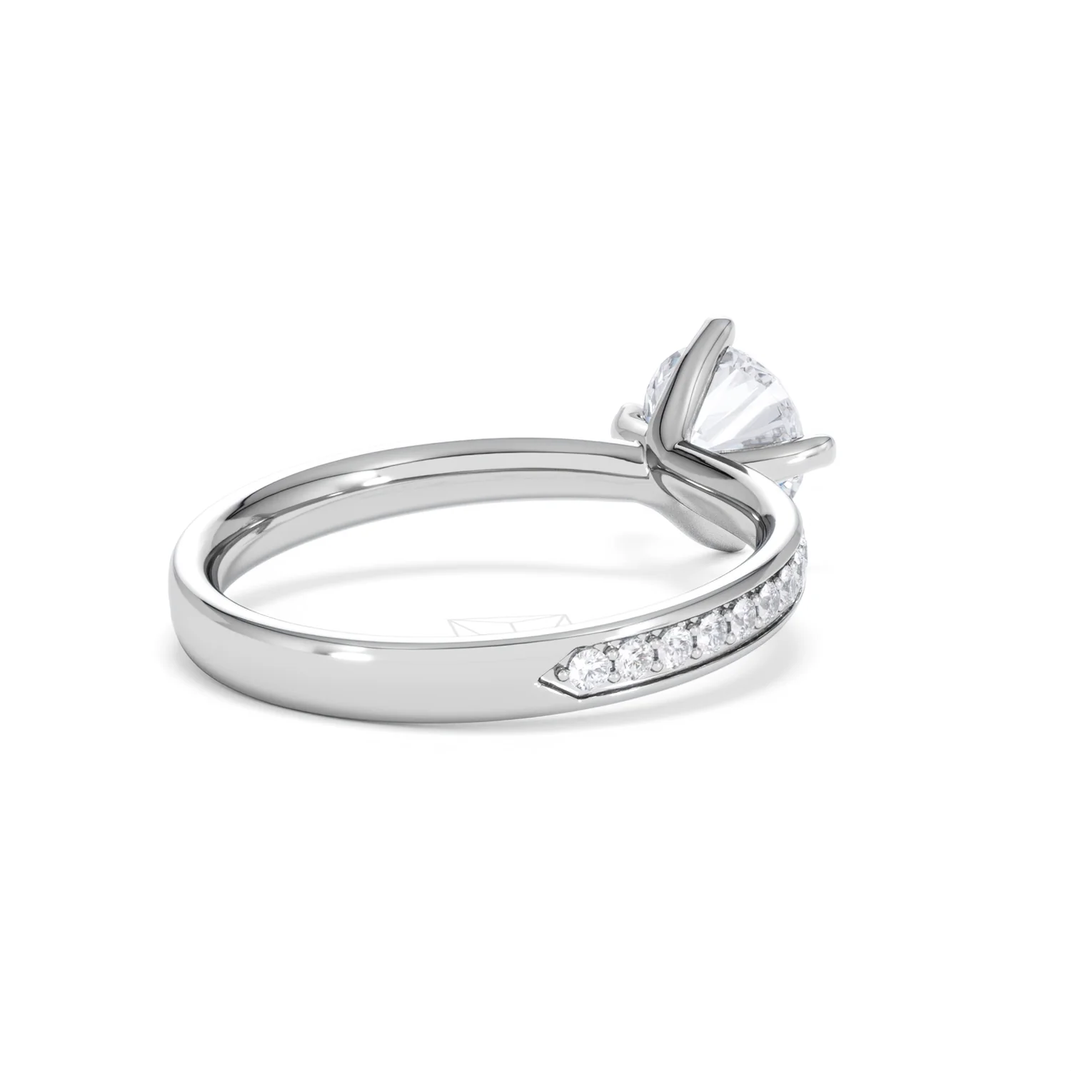 Origin Twist 1.00ct Round Cut Lab Diamond Solitaire Engagement Ring with Side Stones in 18K White Gold - Image 39