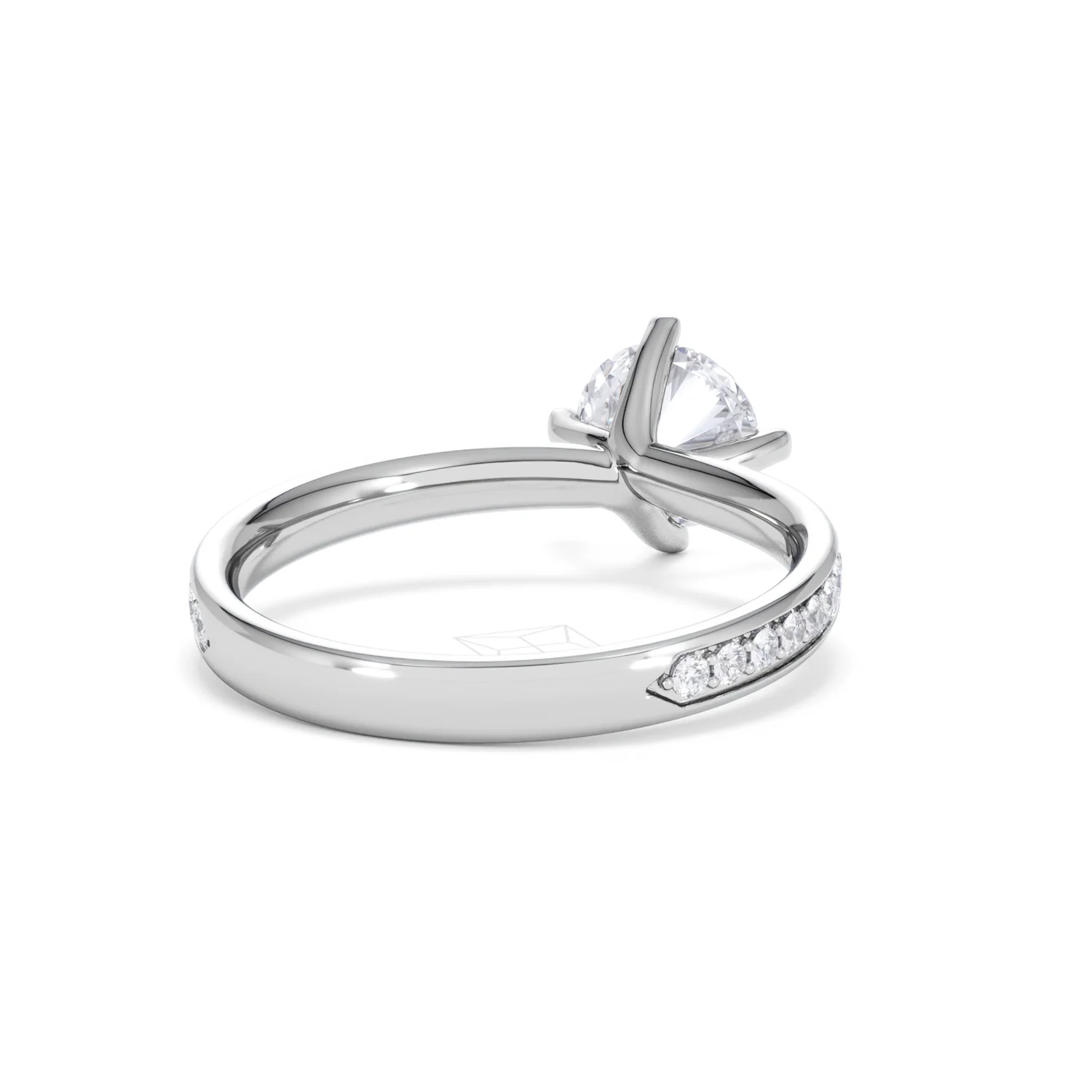 Origin Twist 1.00ct Round Cut Lab Diamond Solitaire Engagement Ring with Side Stones in 18K White Gold - Image 42