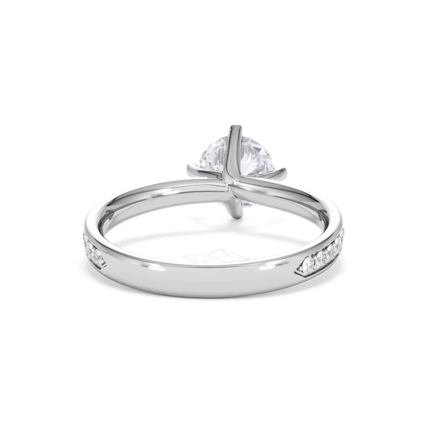 Origin Twist 1.00ct Round Cut Lab Diamond Solitaire Engagement Ring with Side Stones in 18K White Gold - Image 45
