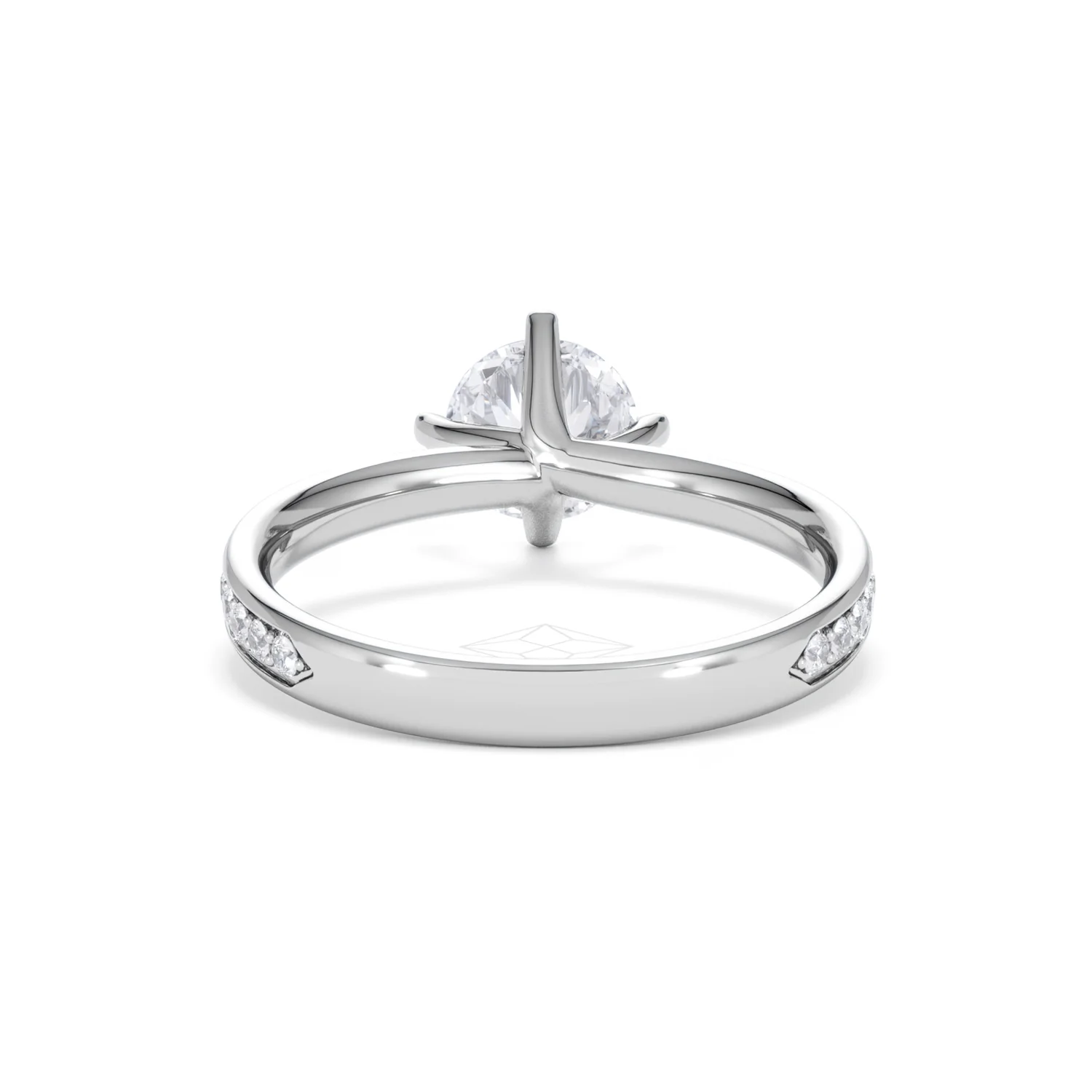Origin Twist 1.00ct Round Cut Lab Diamond Solitaire Engagement Ring with Side Stones in 18K White Gold - Image 47