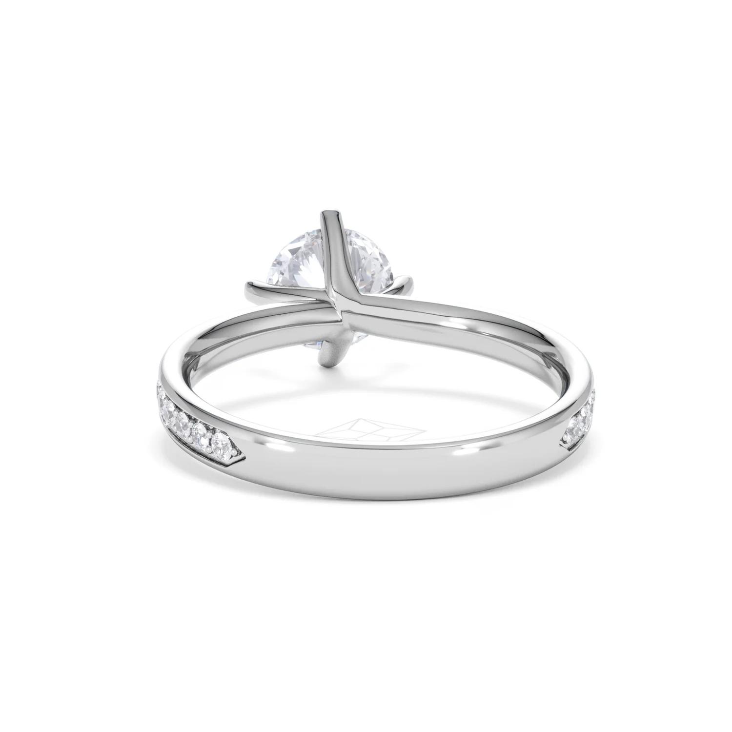 Origin Twist 1.00ct Round Cut Lab Diamond Solitaire Engagement Ring with Side Stones in 18K White Gold - Image 49