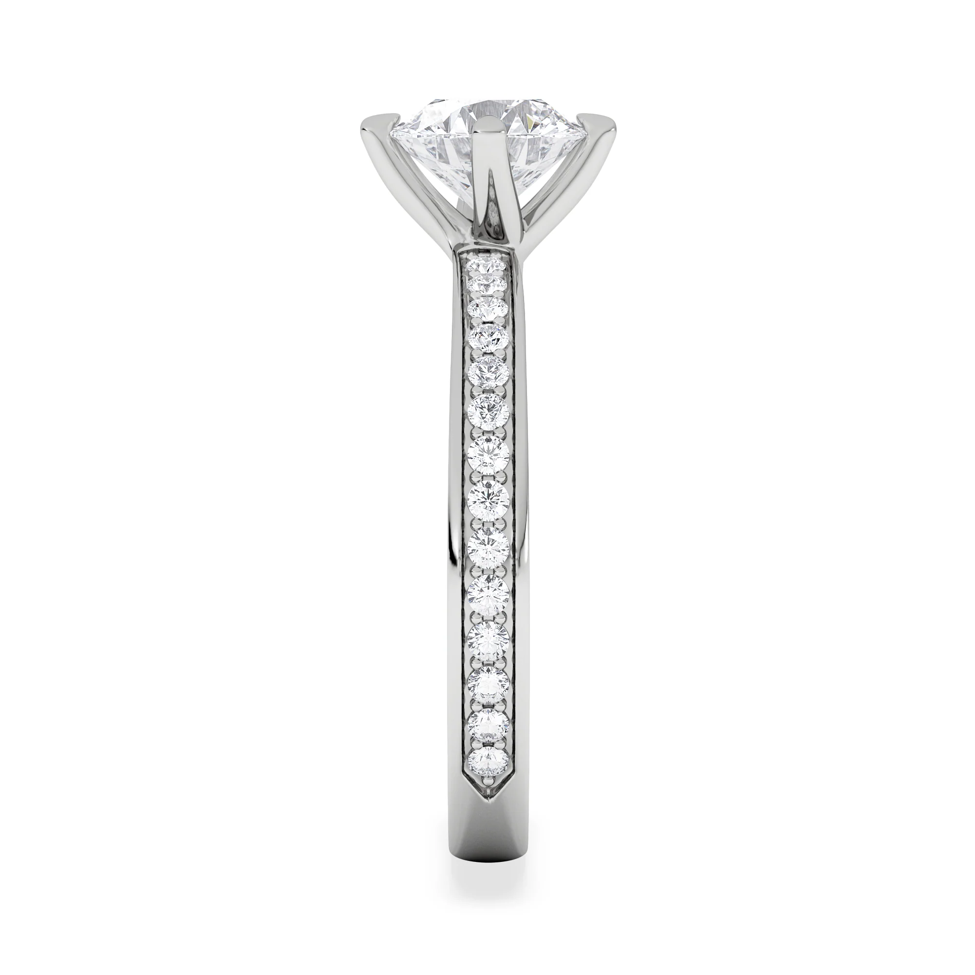 Origin Twist 1.00ct Round Cut Lab Diamond Solitaire Engagement Ring with Side Stones in 18K White Gold - Image 5
