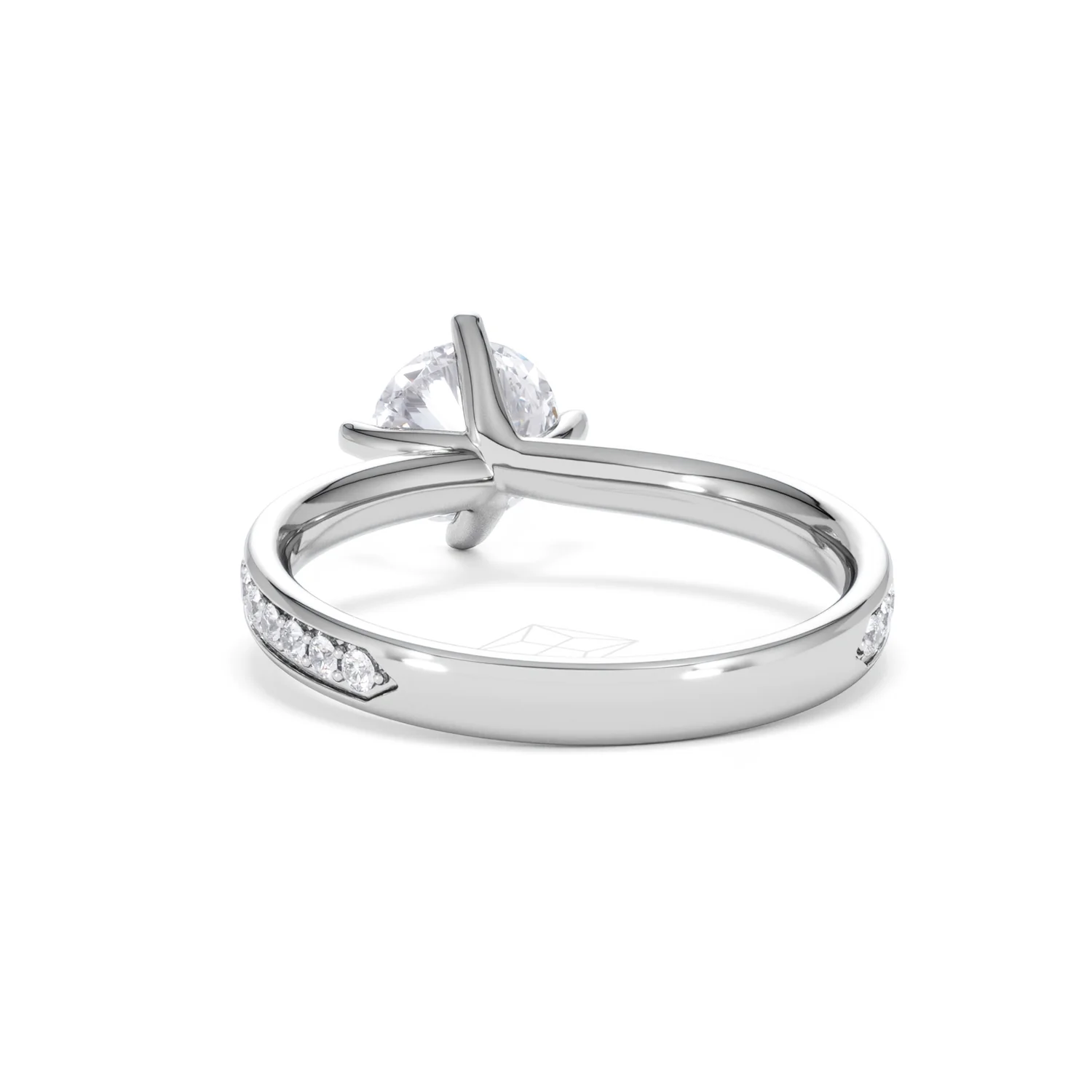 Origin Twist 1.00ct Round Cut Lab Diamond Solitaire Engagement Ring with Side Stones in 18K White Gold - Image 50