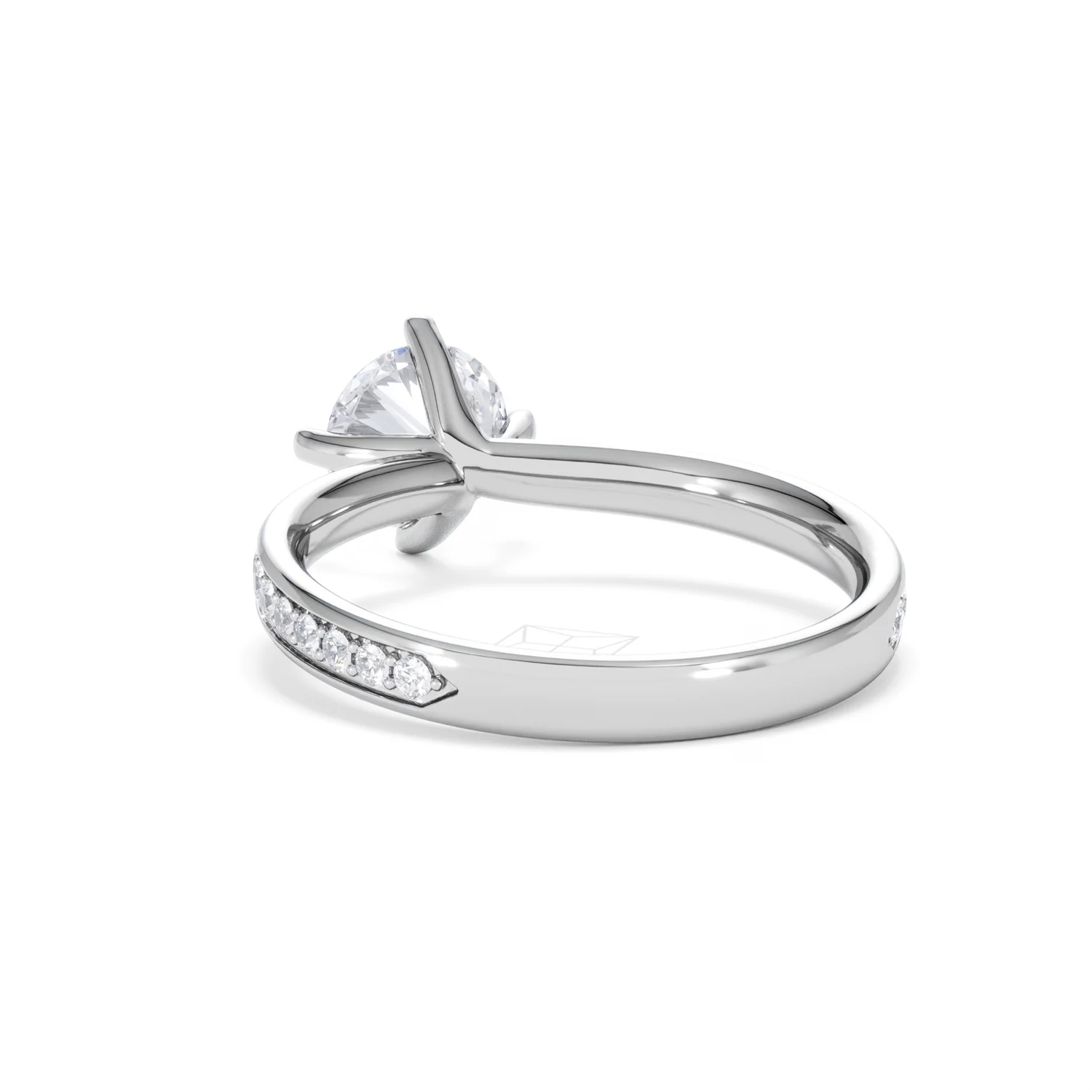 Origin Twist 1.00ct Round Cut Lab Diamond Solitaire Engagement Ring with Side Stones in 18K White Gold - Image 52
