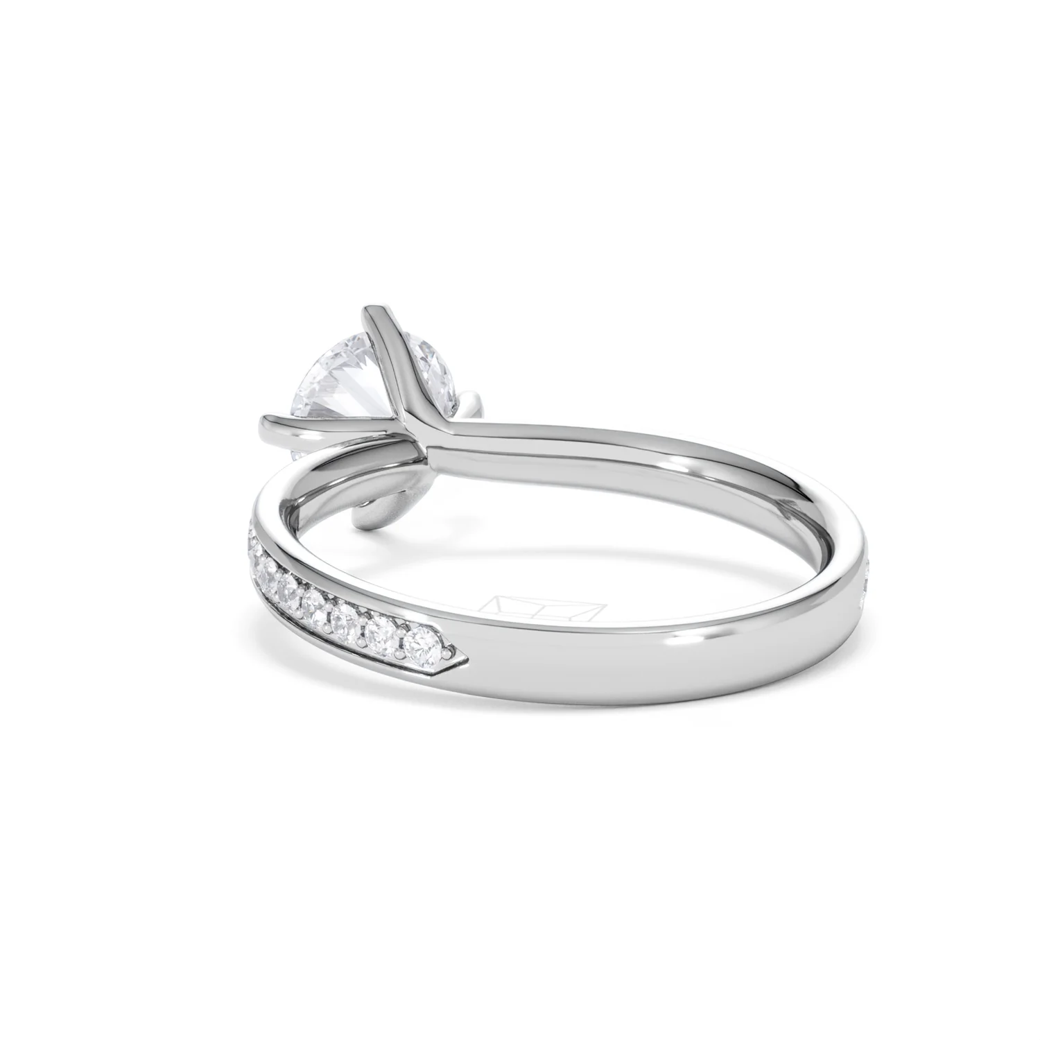 Origin Twist 1.00ct Round Cut Lab Diamond Solitaire Engagement Ring with Side Stones in 18K White Gold - Image 53