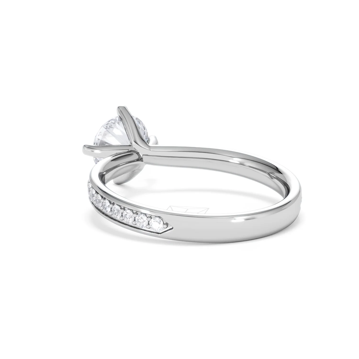Origin Twist 1.00ct Round Cut Lab Diamond Solitaire Engagement Ring with Side Stones in 18K White Gold - Image 54