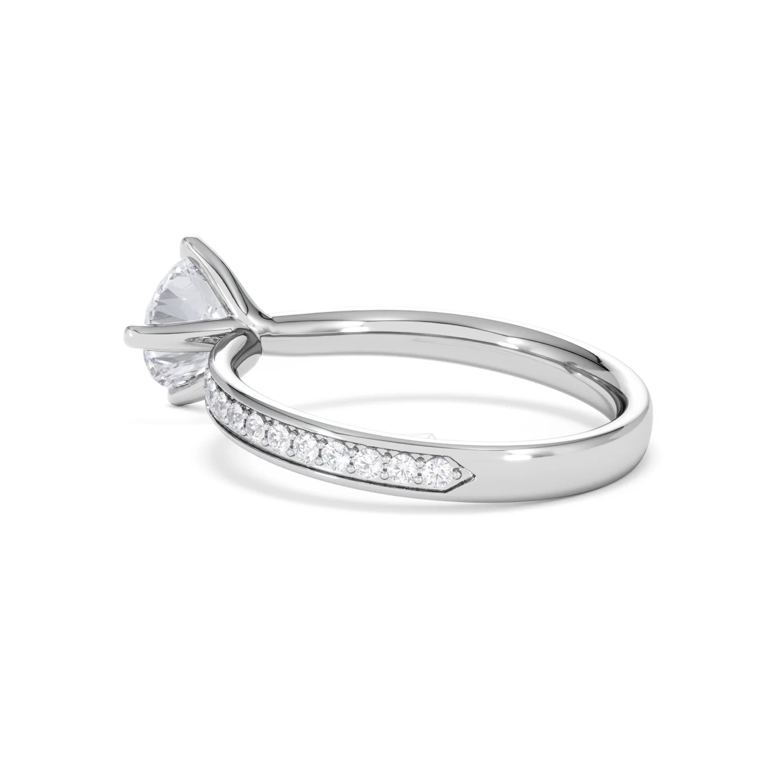 Origin Twist 1.00ct Round Cut Lab Diamond Solitaire Engagement Ring with Side Stones in 18K White Gold - Image 59
