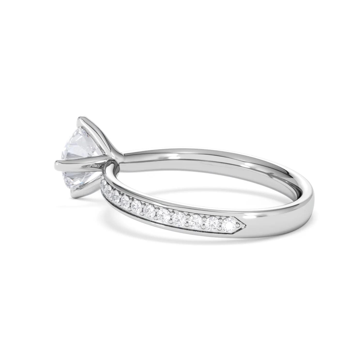 Origin Twist 1.00ct Round Cut Lab Diamond Solitaire Engagement Ring with Side Stones in 18K White Gold - Image 61