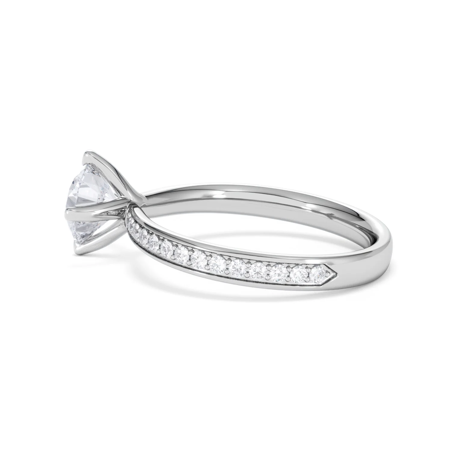 Origin Twist 1.00ct Round Cut Lab Diamond Solitaire Engagement Ring with Side Stones in 18K White Gold - Image 64