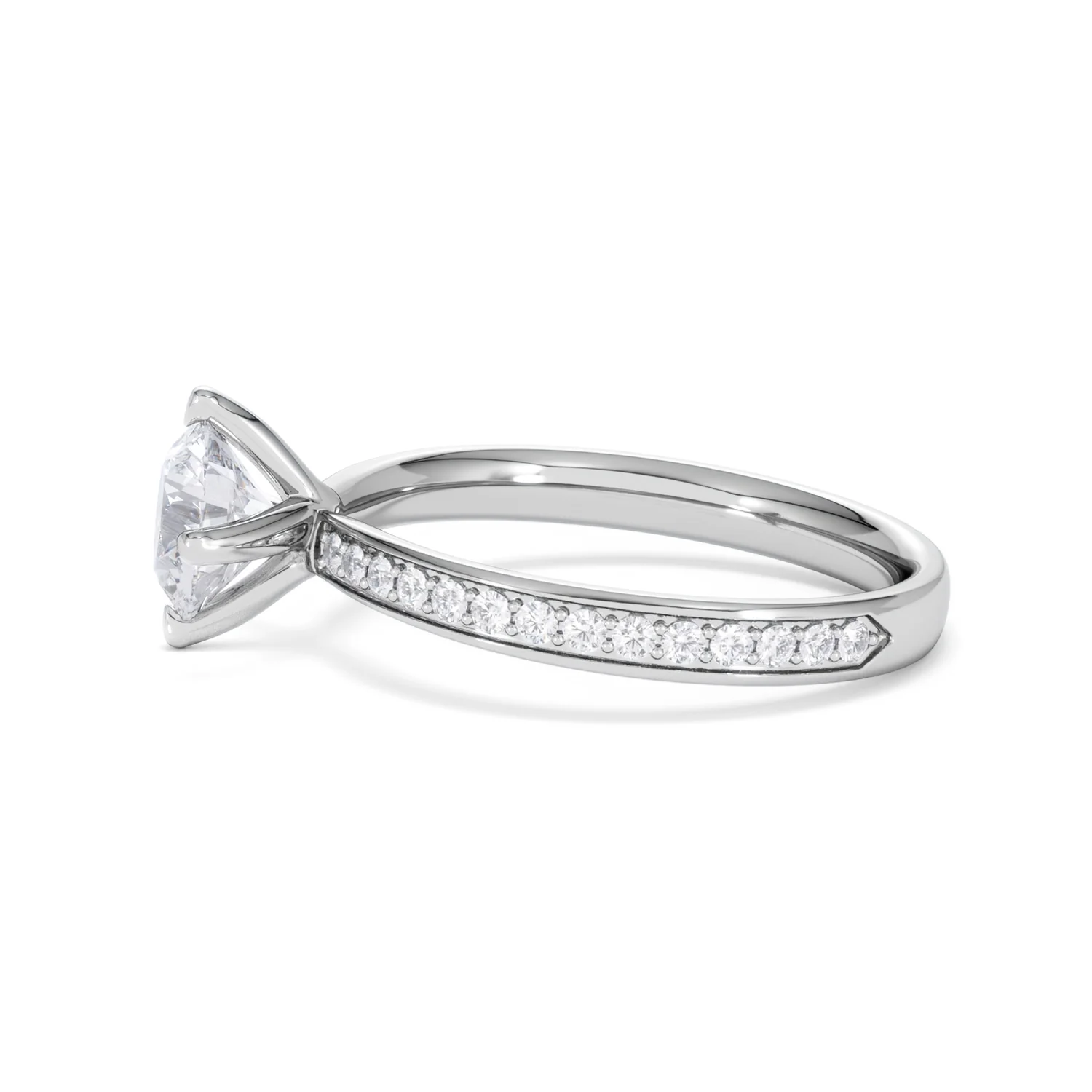 Origin Twist 1.00ct Round Cut Lab Diamond Solitaire Engagement Ring with Side Stones in 18K White Gold - Image 68