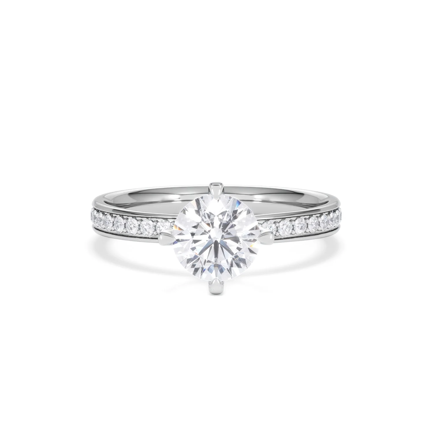 Origin Twist 1.00ct Round Cut Lab Diamond Solitaire Engagement Ring with Side Stones in 18K White Gold - Image 7