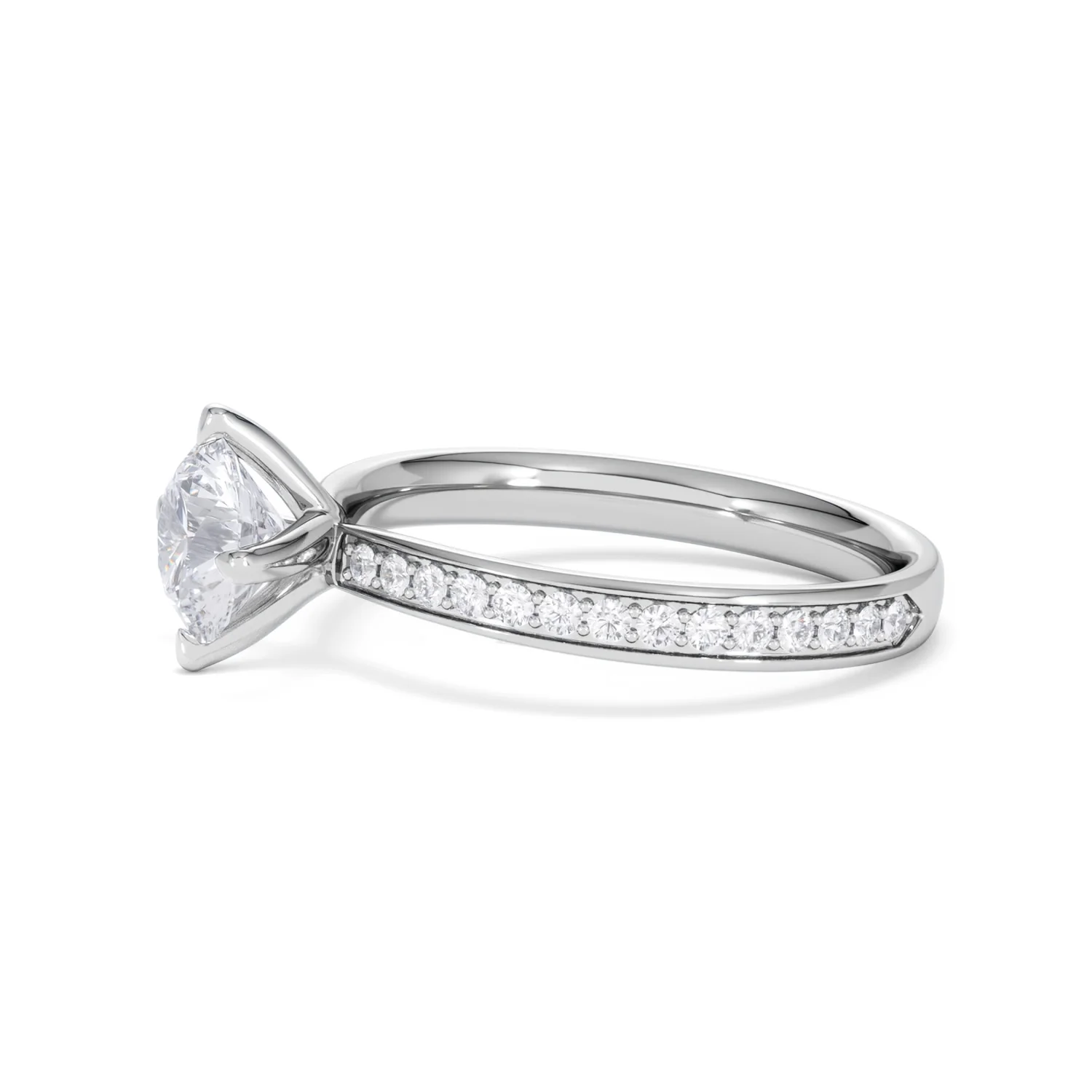 Origin Twist 1.00ct Round Cut Lab Diamond Solitaire Engagement Ring with Side Stones in 18K White Gold - Image 71