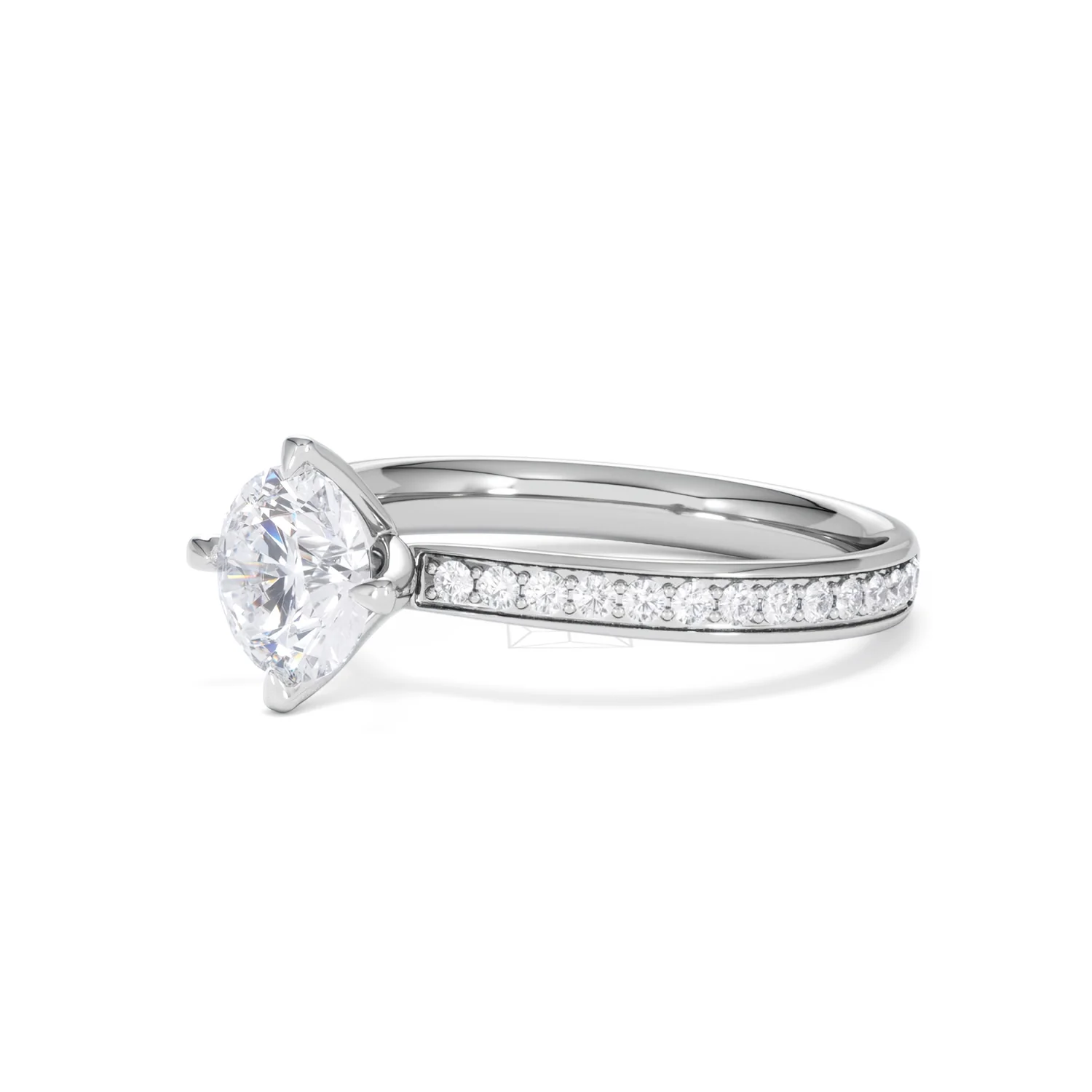 Origin Twist 1.00ct Round Cut Lab Diamond Solitaire Engagement Ring with Side Stones in 18K White Gold - Image 77