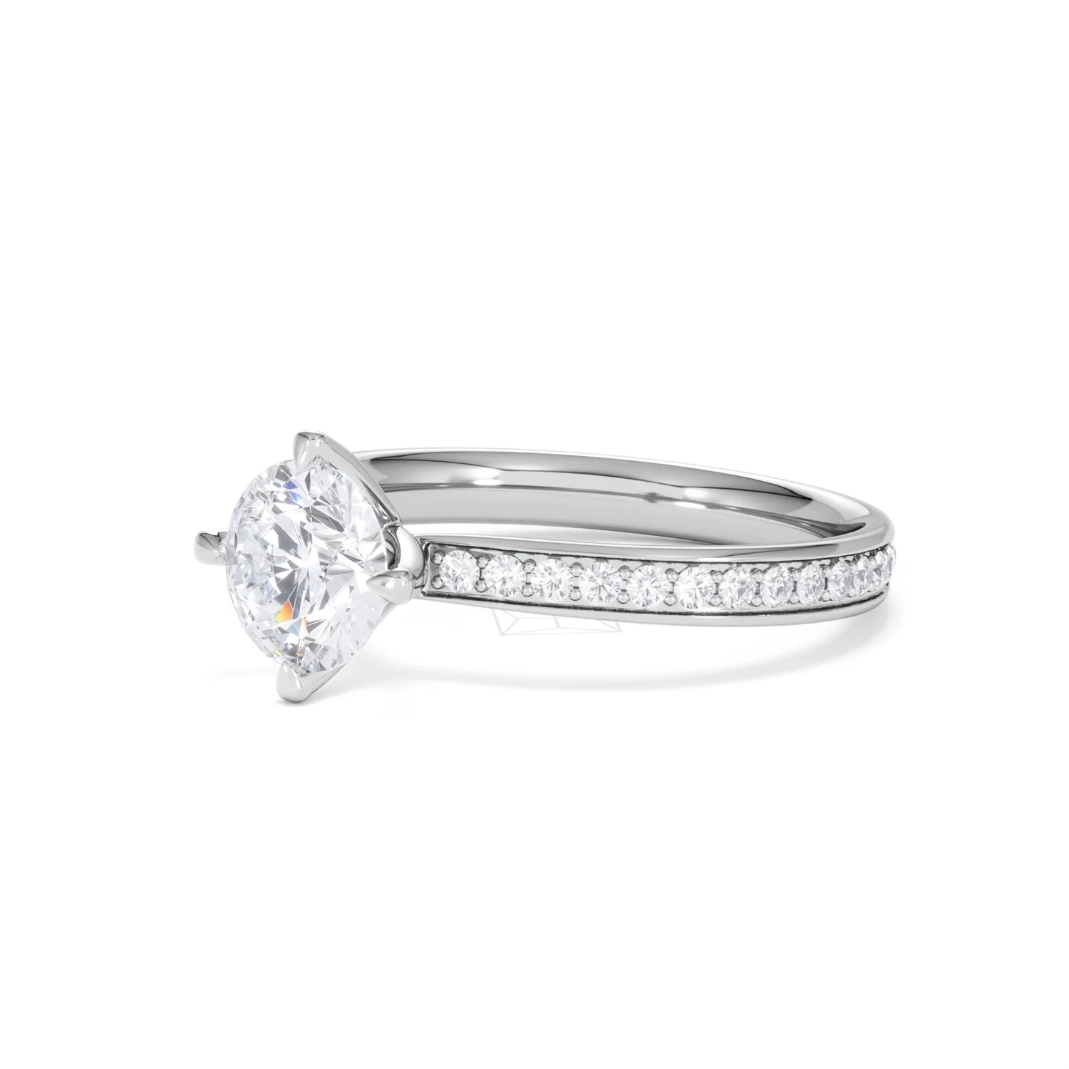 Origin Twist 1.00ct Round Cut Lab Diamond Solitaire Engagement Ring with Side Stones in 18K White Gold - Image 78