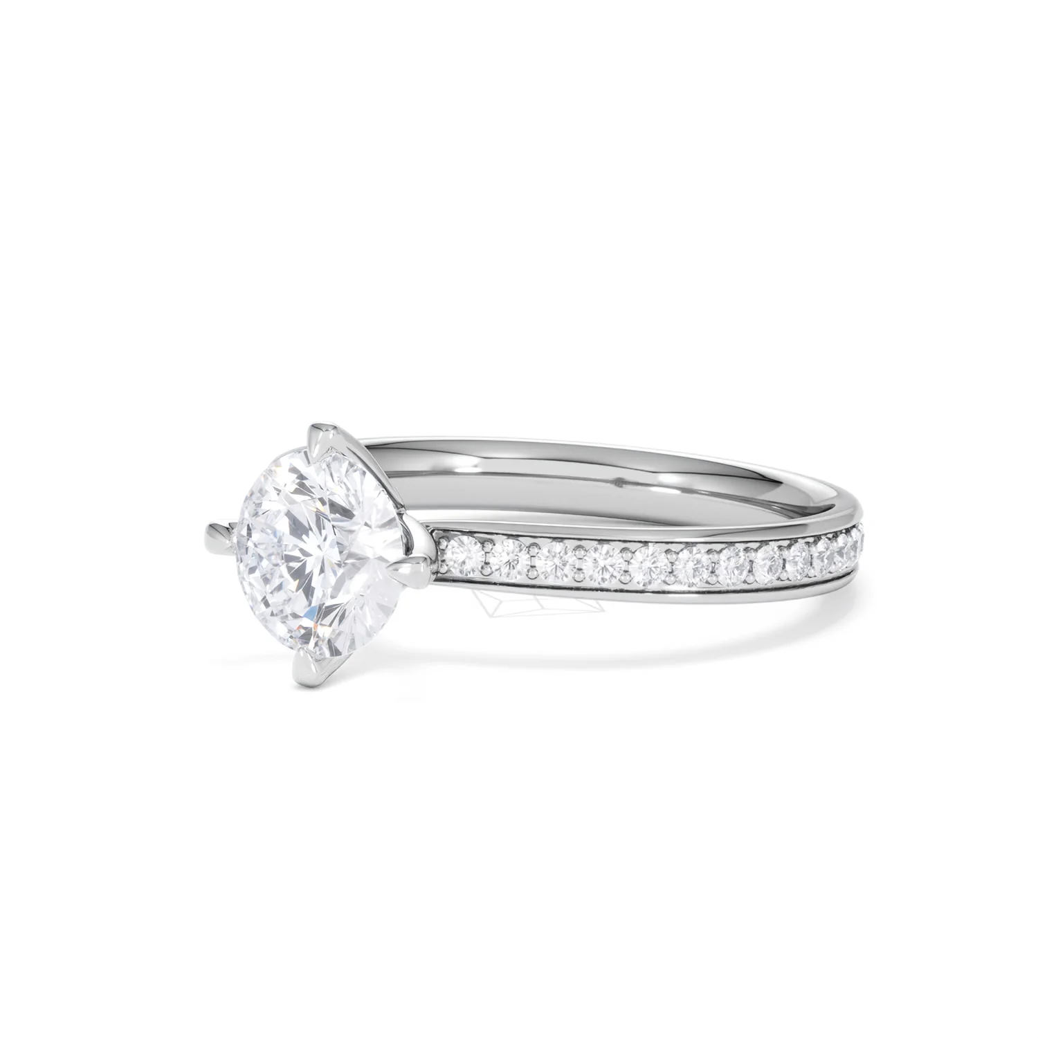 Origin Twist 1.00ct Round Cut Lab Diamond Solitaire Engagement Ring with Side Stones in 18K White Gold - Image 79