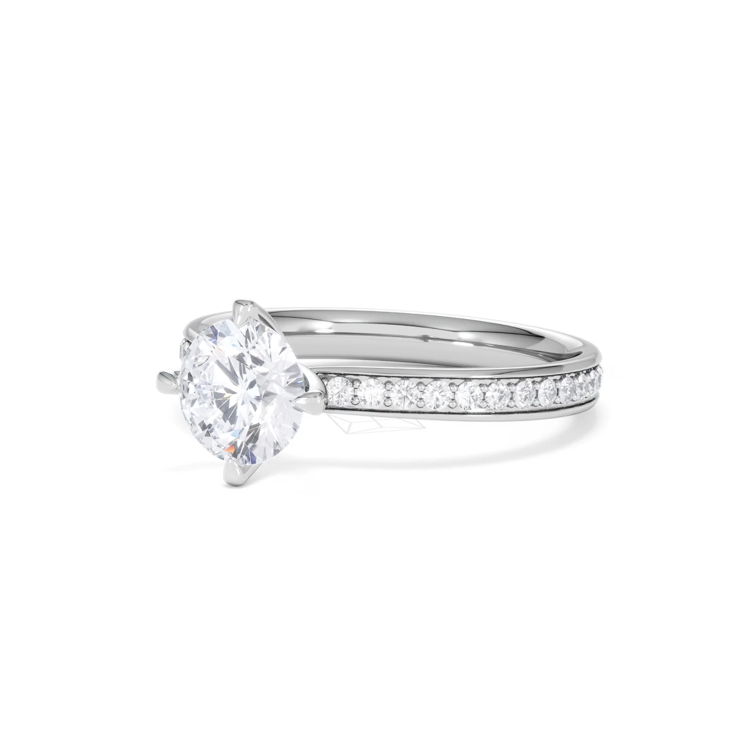 Origin Twist 1.00ct Round Cut Lab Diamond Solitaire Engagement Ring with Side Stones in 18K White Gold - Image 80