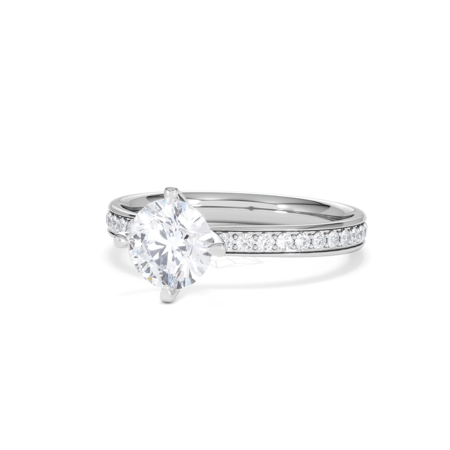 Origin Twist 1.00ct Round Cut Lab Diamond Solitaire Engagement Ring with Side Stones in 18K White Gold - Image 82