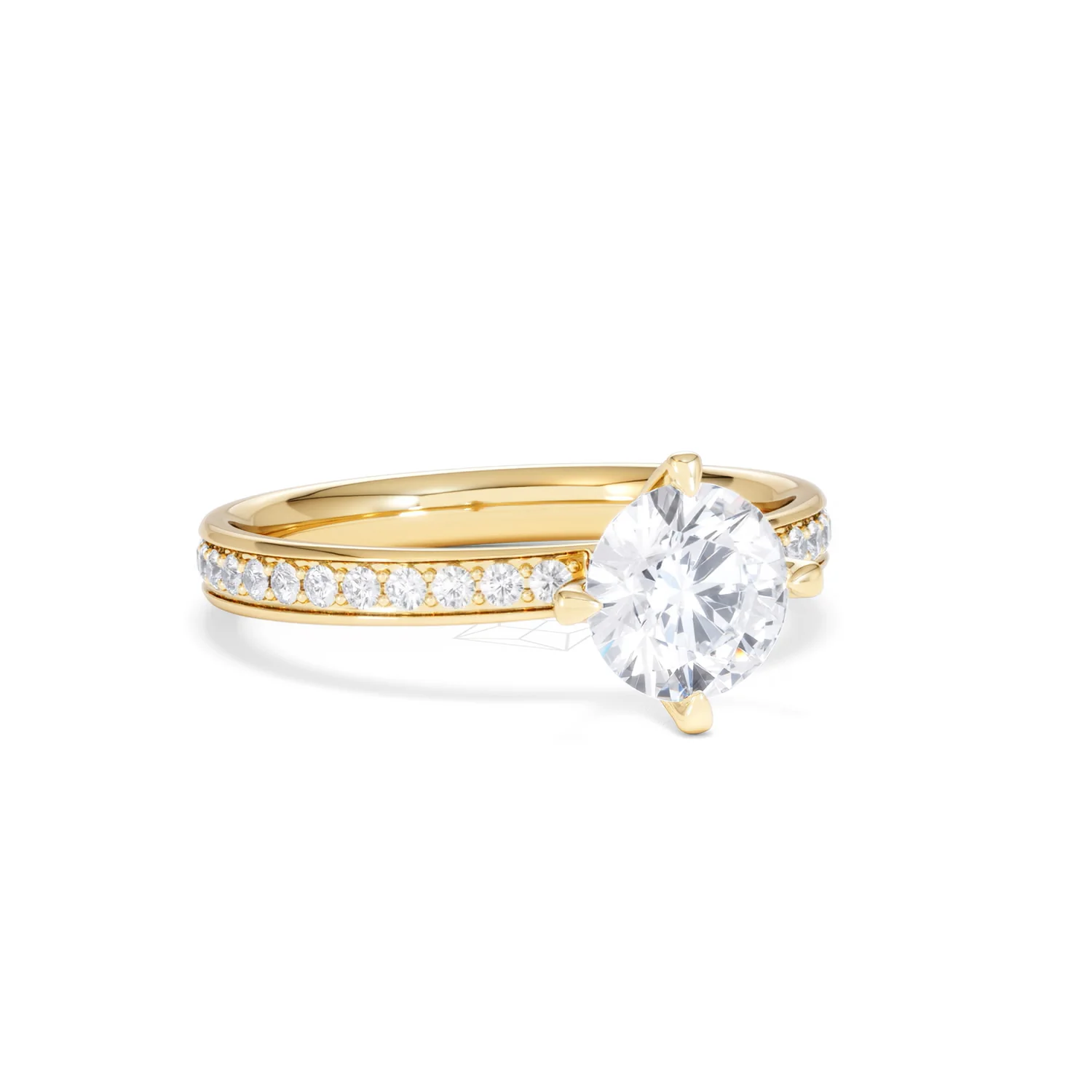 Origin Twist 1.00ct Round Cut Lab Diamond Solitaire Engagement Ring with Side Stones in 18K Yellow Gold - Image 12