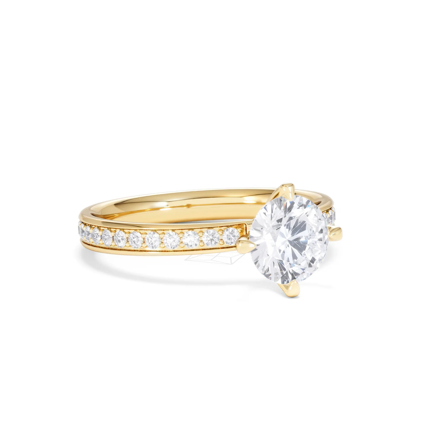 Origin Twist 1.00ct Round Cut Lab Diamond Solitaire Engagement Ring with Side Stones in 18K Yellow Gold - Image 13