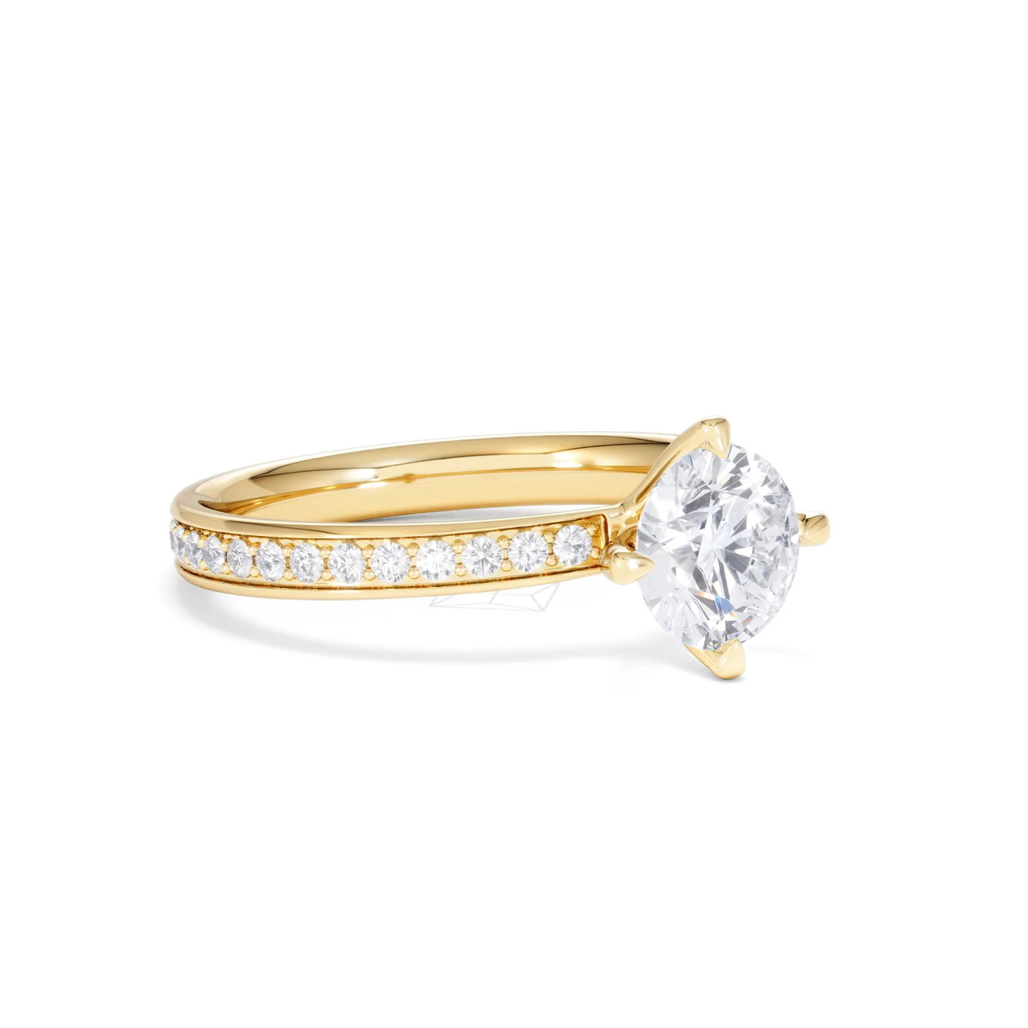 Origin Twist 1.00ct Round Cut Lab Diamond Solitaire Engagement Ring with Side Stones in 18K Yellow Gold - Image 15