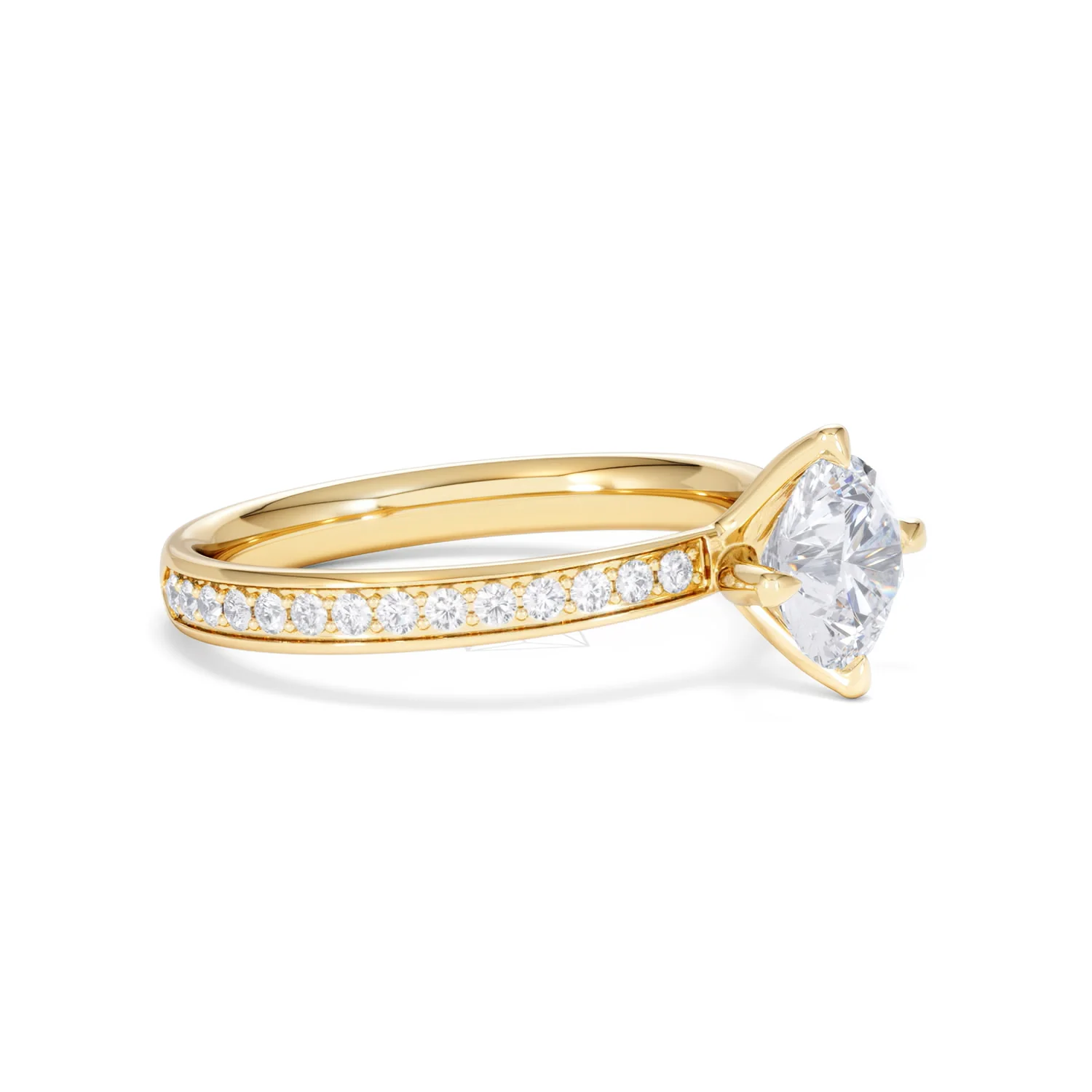 Origin Twist 1.00ct Round Cut Lab Diamond Solitaire Engagement Ring with Side Stones in 18K Yellow Gold - Image 19