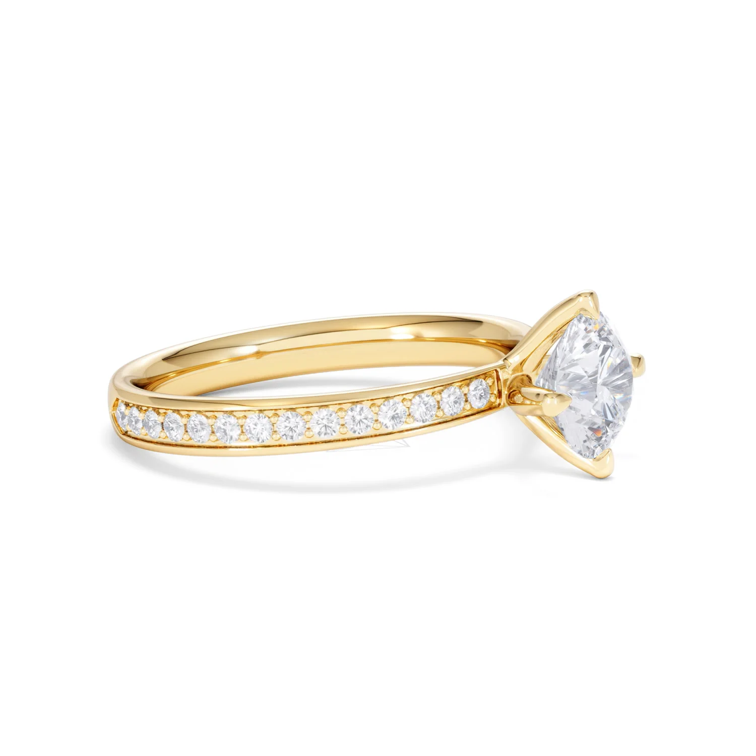 Origin Twist 1.00ct Round Cut Lab Diamond Solitaire Engagement Ring with Side Stones in 18K Yellow Gold - Image 20
