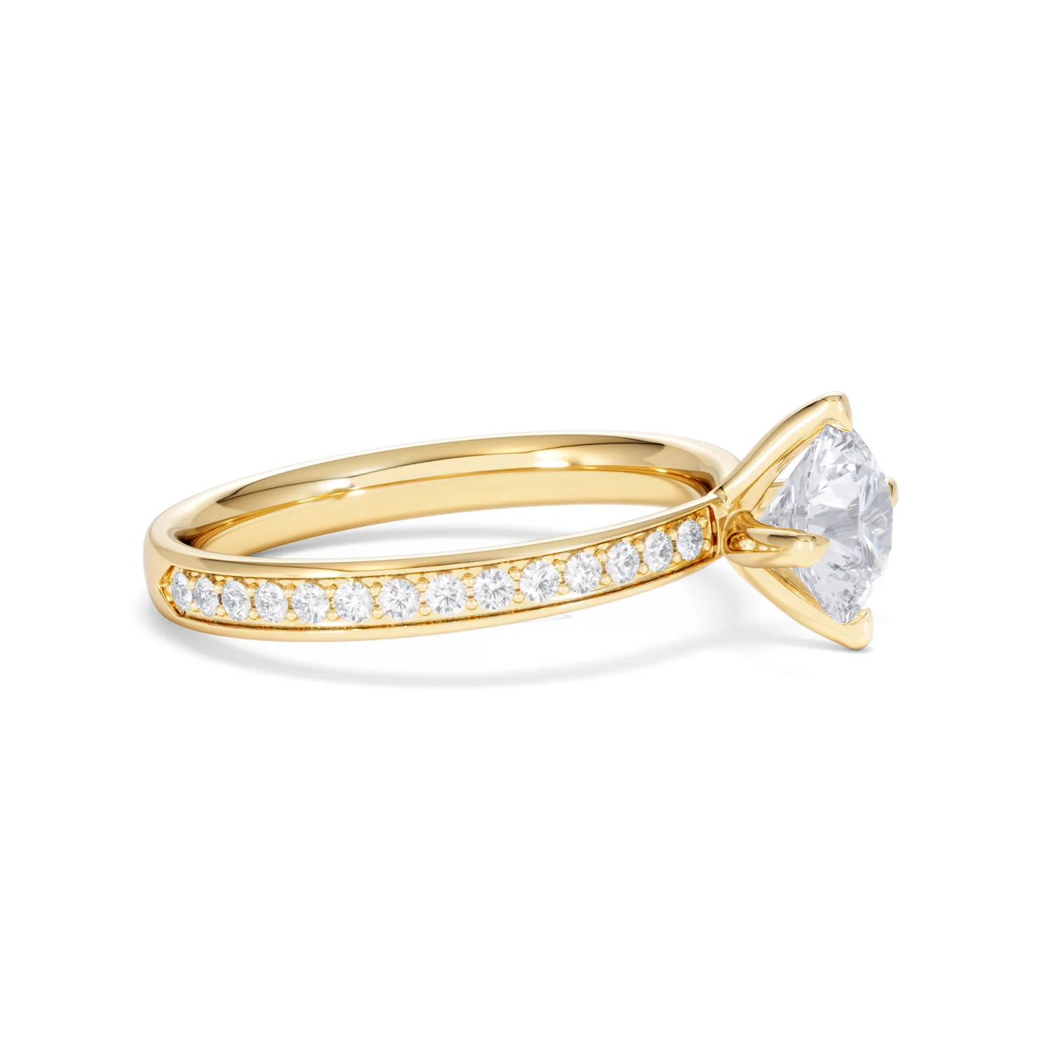 Origin Twist 1.00ct Round Cut Lab Diamond Solitaire Engagement Ring with Side Stones in 18K Yellow Gold - Image 22