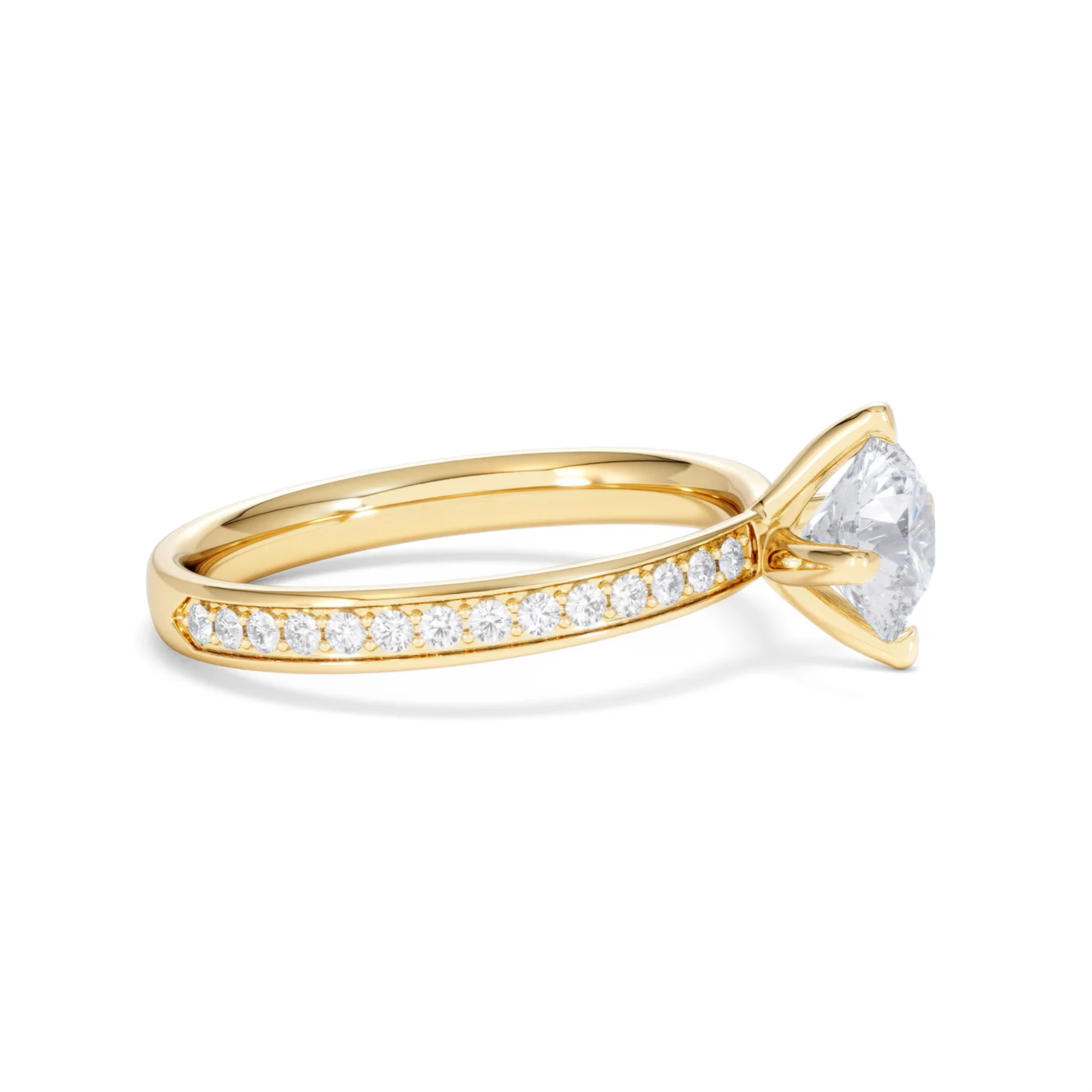 Origin Twist 1.00ct Round Cut Lab Diamond Solitaire Engagement Ring with Side Stones in 18K Yellow Gold - Image 23