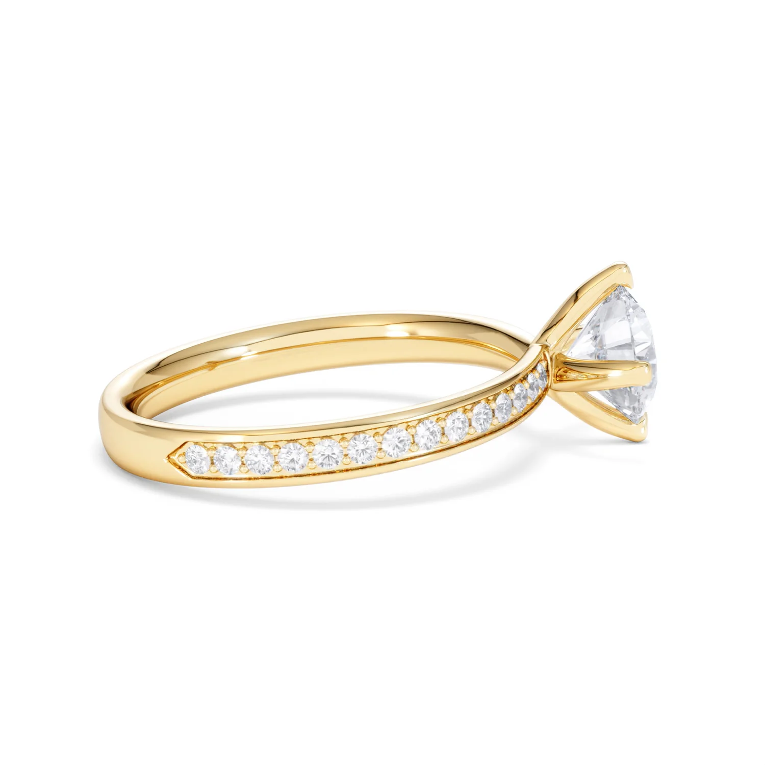 Origin Twist 1.00ct Round Cut Lab Diamond Solitaire Engagement Ring with Side Stones in 18K Yellow Gold - Image 28