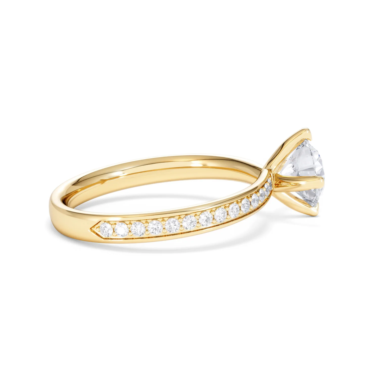 Origin Twist 1.00ct Round Cut Lab Diamond Solitaire Engagement Ring with Side Stones in 18K Yellow Gold - Image 29