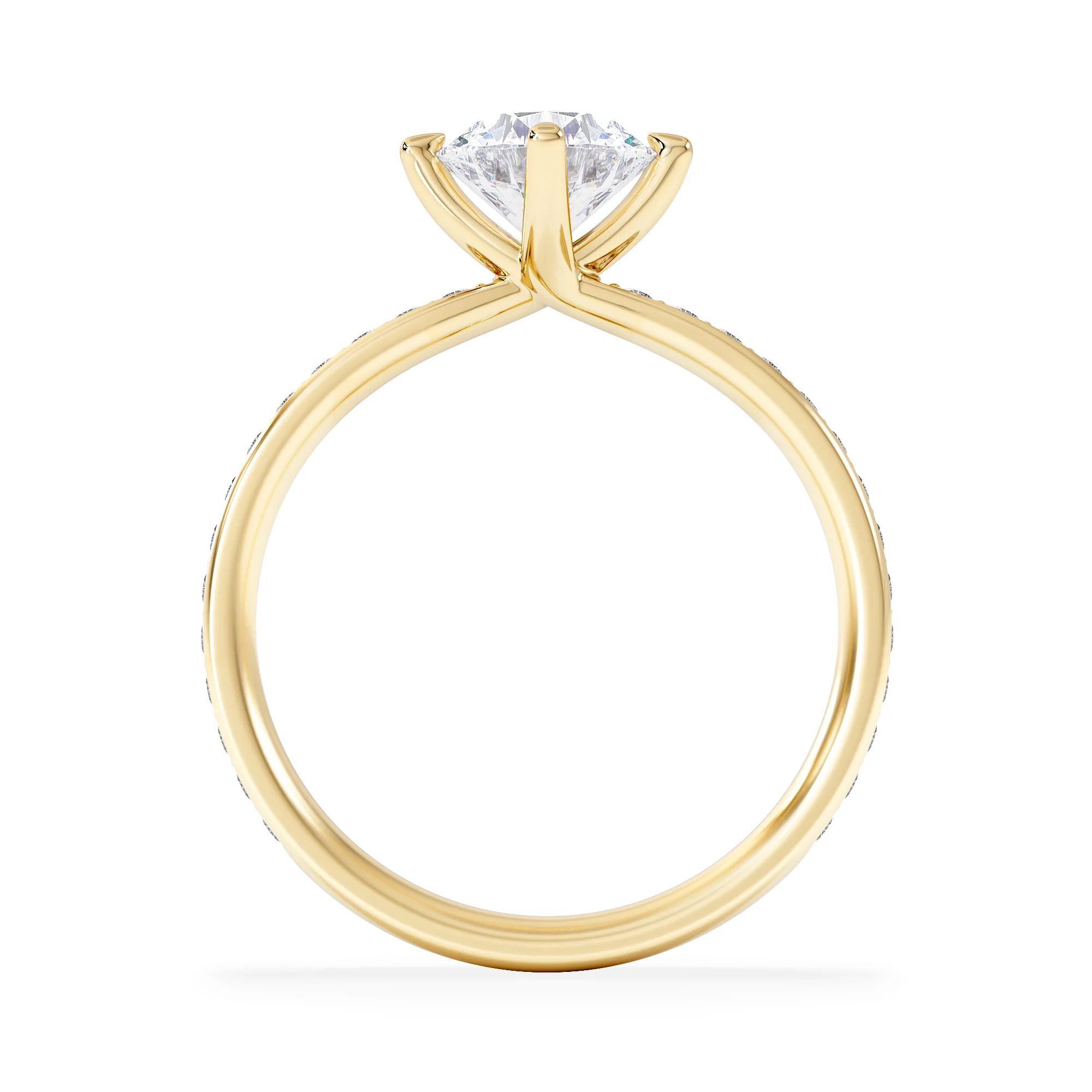 Origin Twist 1.00ct Round Cut Lab Diamond Solitaire Engagement Ring with Side Stones in 18K Yellow Gold - Image 3