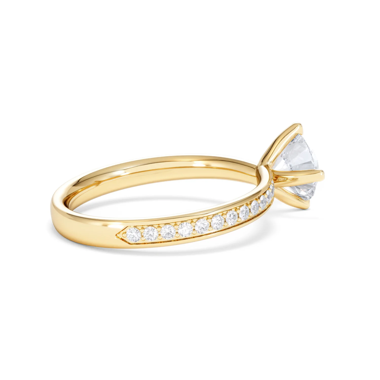 Origin Twist 1.00ct Round Cut Lab Diamond Solitaire Engagement Ring with Side Stones in 18K Yellow Gold - Image 32