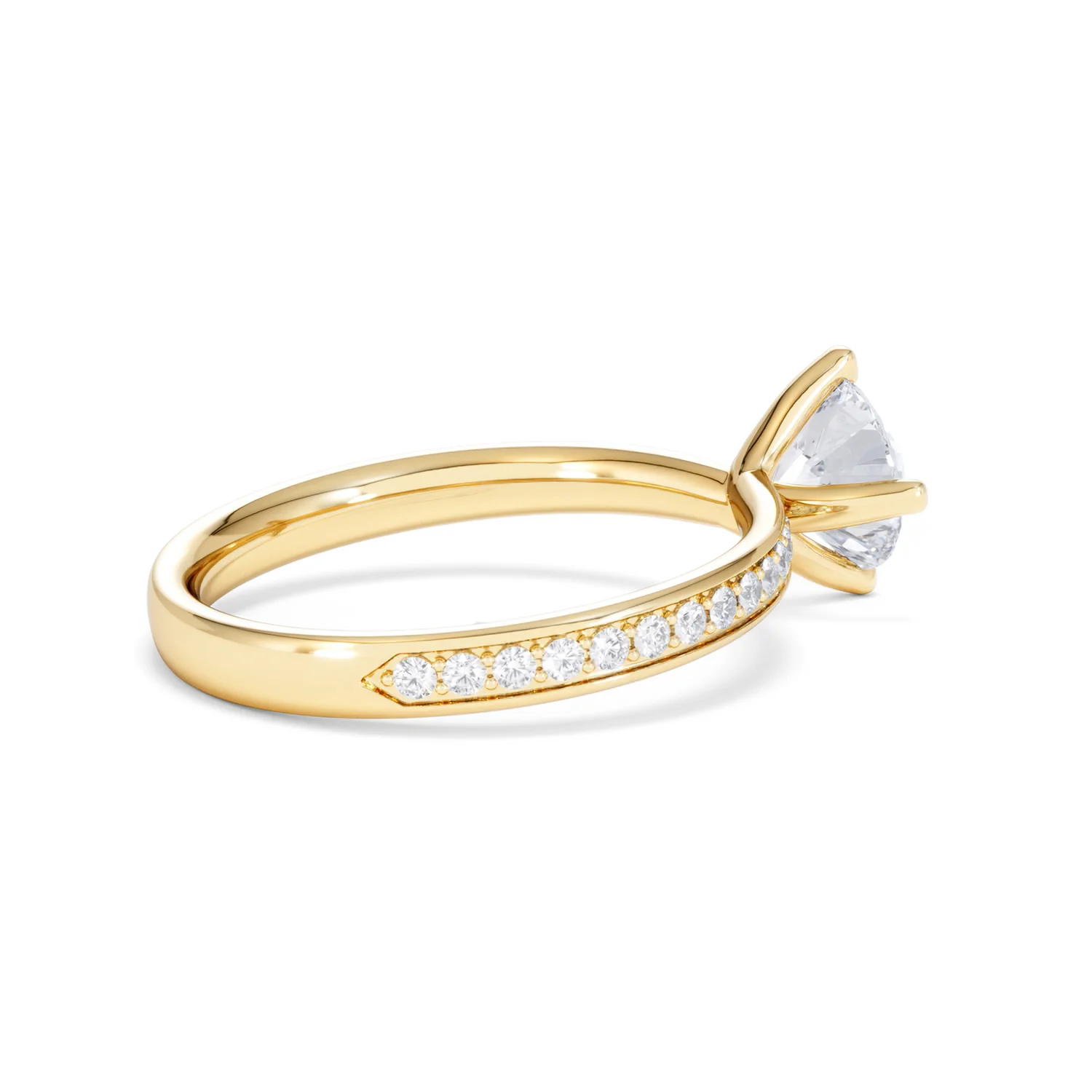 Origin Twist 1.00ct Round Cut Lab Diamond Solitaire Engagement Ring with Side Stones in 18K Yellow Gold - Image 33