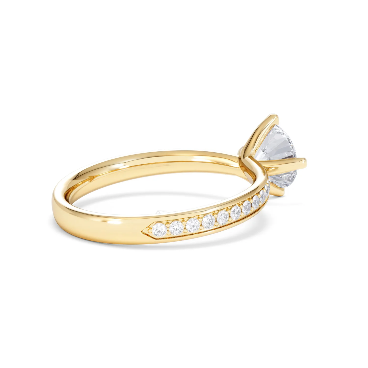 Origin Twist 1.00ct Round Cut Lab Diamond Solitaire Engagement Ring with Side Stones in 18K Yellow Gold - Image 35