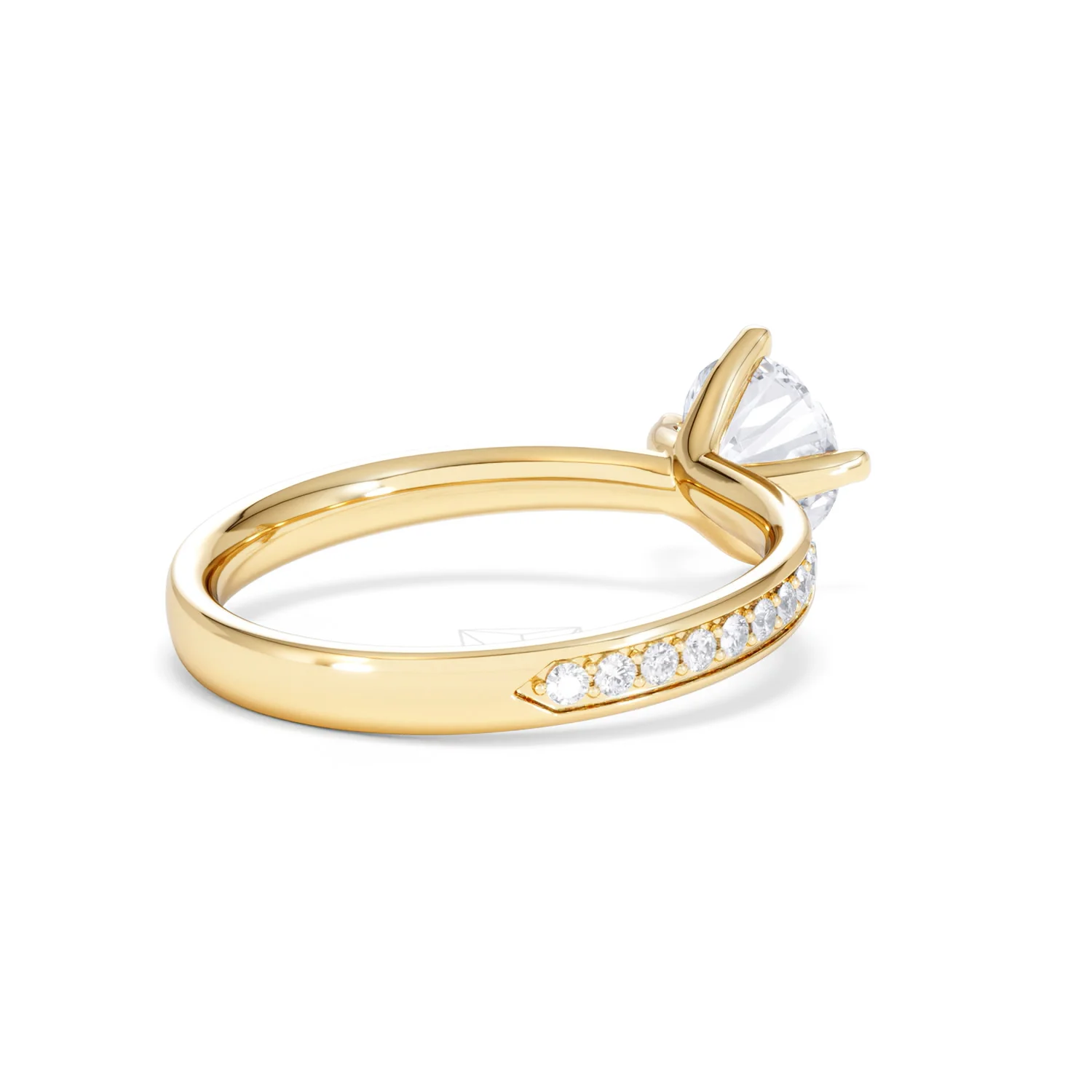 Origin Twist 1.00ct Round Cut Lab Diamond Solitaire Engagement Ring with Side Stones in 18K Yellow Gold - Image 38