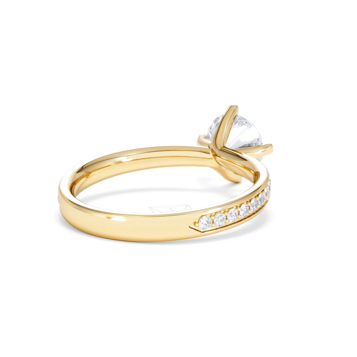 Origin Twist 1.00ct Round Cut Lab Diamond Solitaire Engagement Ring with Side Stones in 18K Yellow Gold - Image 40