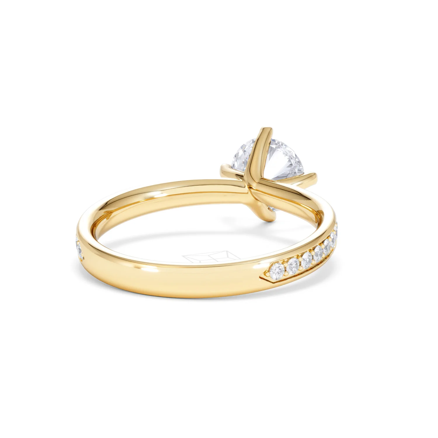 Origin Twist 1.00ct Round Cut Lab Diamond Solitaire Engagement Ring with Side Stones in 18K Yellow Gold - Image 42