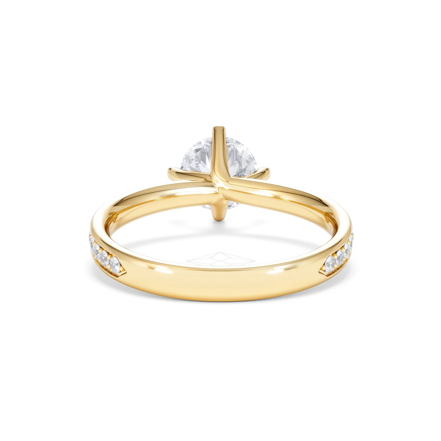 Origin Twist 1.00ct Round Cut Lab Diamond Solitaire Engagement Ring with Side Stones in 18K Yellow Gold - Image 47
