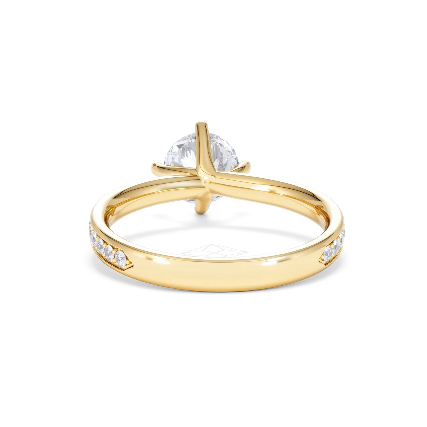 Origin Twist 1.00ct Round Cut Lab Diamond Solitaire Engagement Ring with Side Stones in 18K Yellow Gold - Image 48