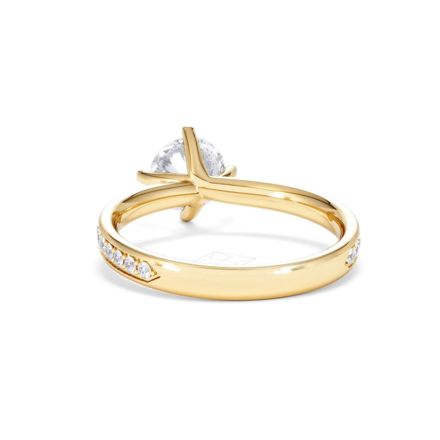 Origin Twist 1.00ct Round Cut Lab Diamond Solitaire Engagement Ring with Side Stones in 18K Yellow Gold - Image 50
