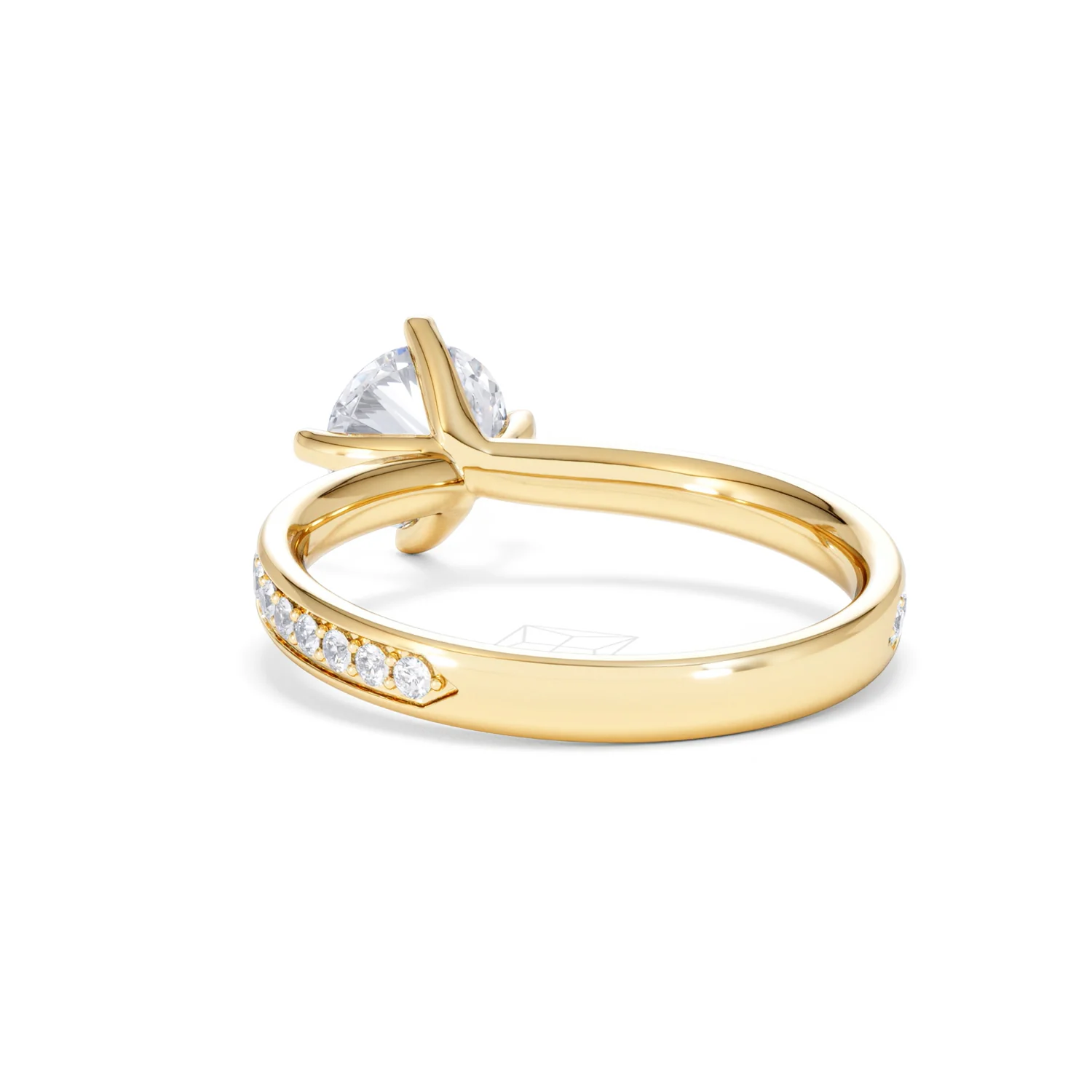 Origin Twist 1.00ct Round Cut Lab Diamond Solitaire Engagement Ring with Side Stones in 18K Yellow Gold - Image 52