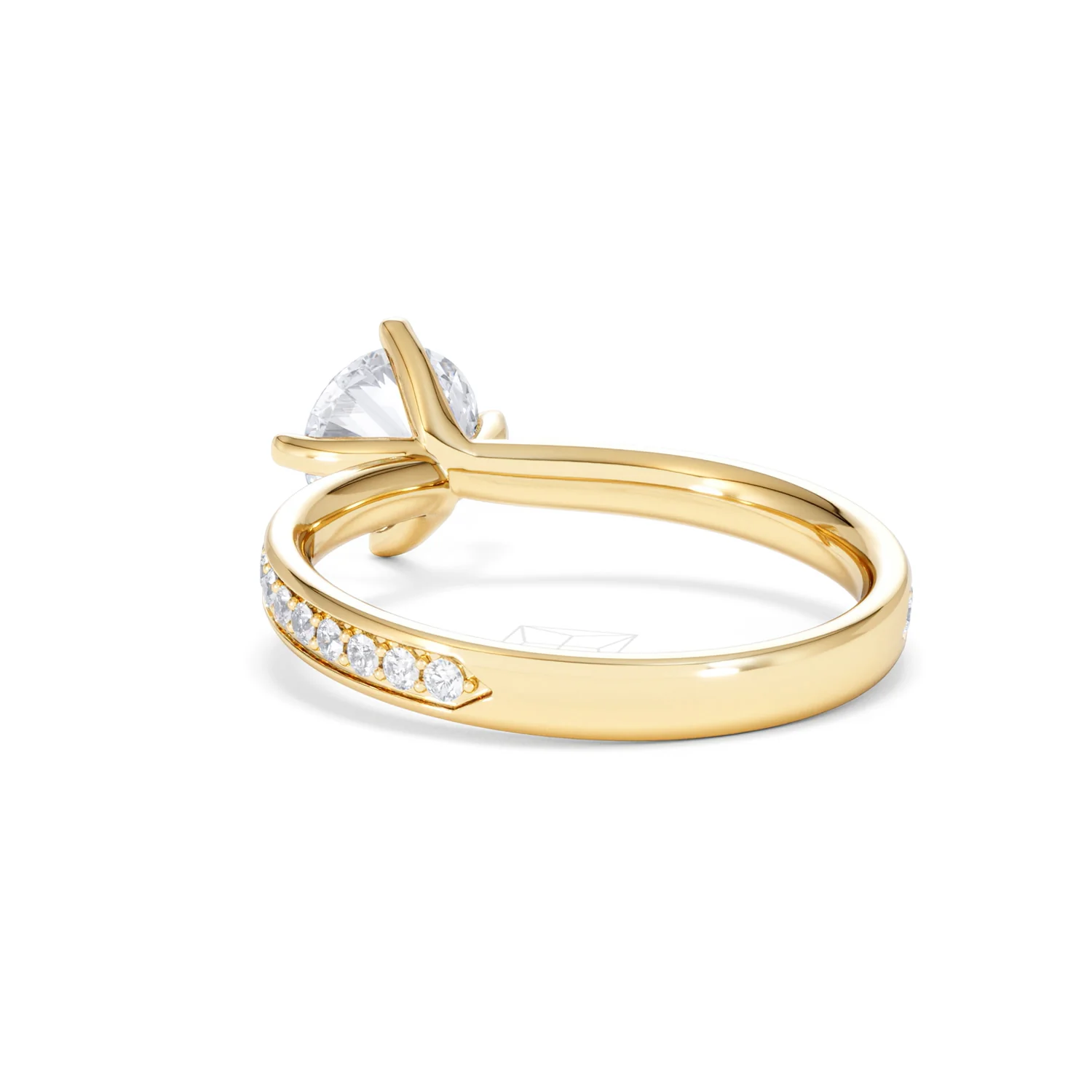 Origin Twist 1.00ct Round Cut Lab Diamond Solitaire Engagement Ring with Side Stones in 18K Yellow Gold - Image 53