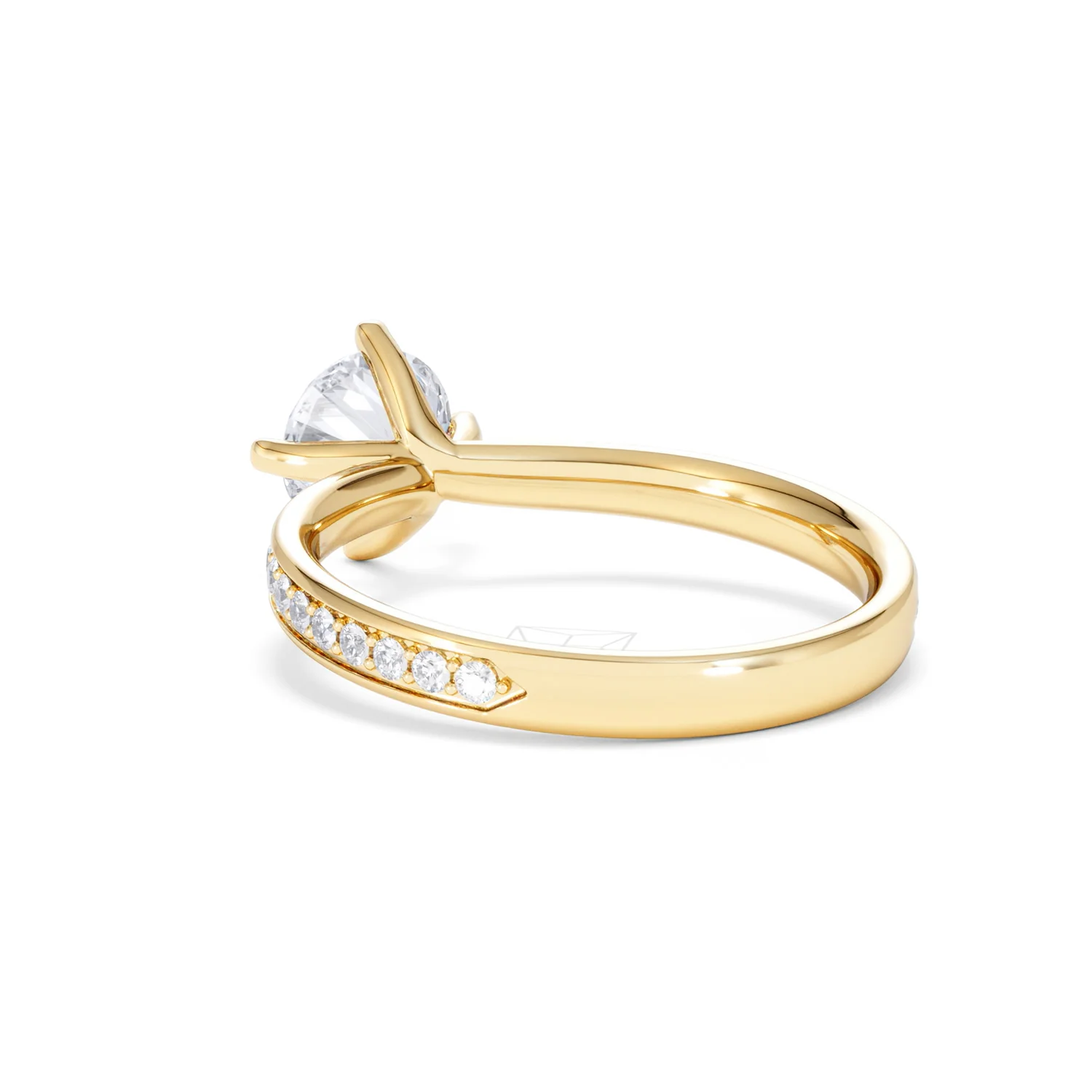 Origin Twist 1.00ct Round Cut Lab Diamond Solitaire Engagement Ring with Side Stones in 18K Yellow Gold - Image 54