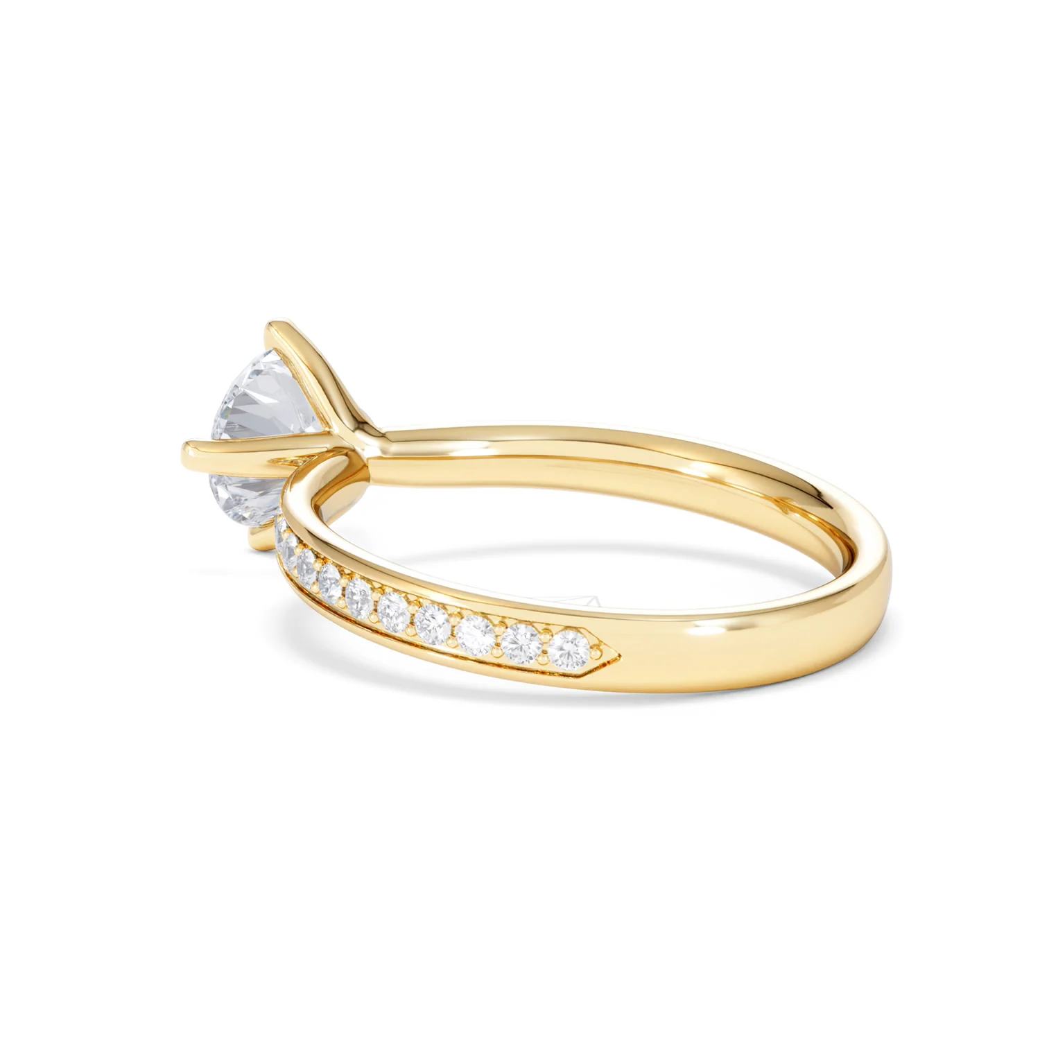 Origin Twist 1.00ct Round Cut Lab Diamond Solitaire Engagement Ring with Side Stones in 18K Yellow Gold - Image 58