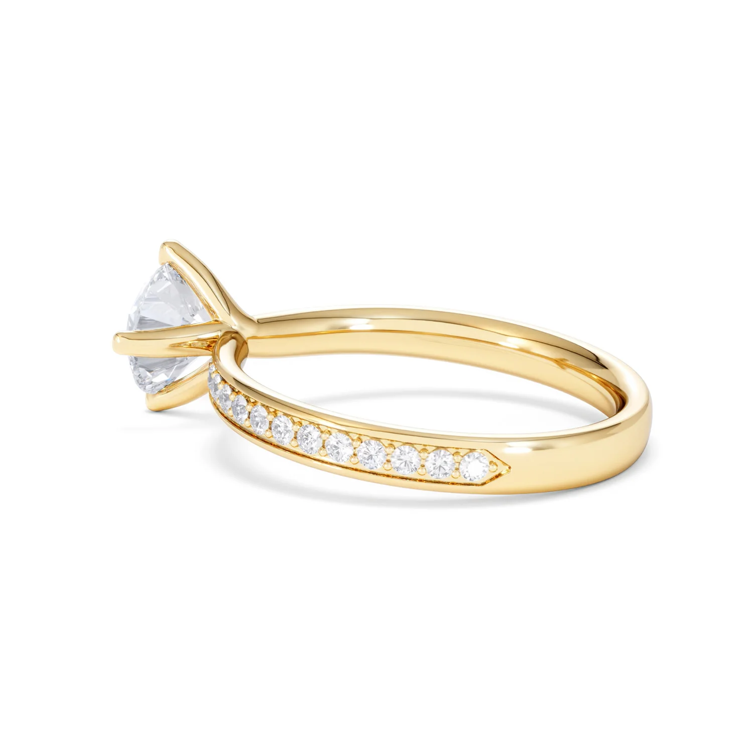 Origin Twist 1.00ct Round Cut Lab Diamond Solitaire Engagement Ring with Side Stones in 18K Yellow Gold - Image 61