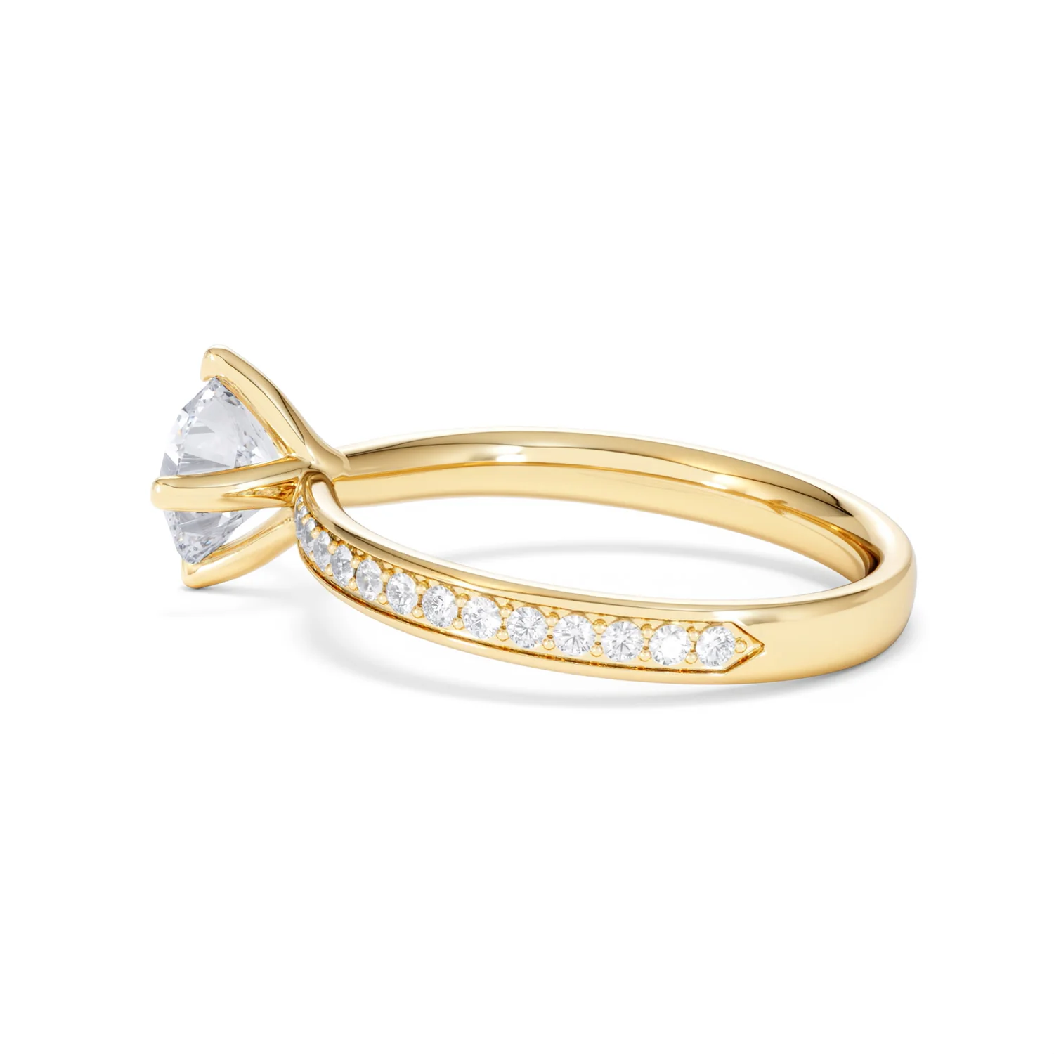 Origin Twist 1.00ct Round Cut Lab Diamond Solitaire Engagement Ring with Side Stones in 18K Yellow Gold - Image 63