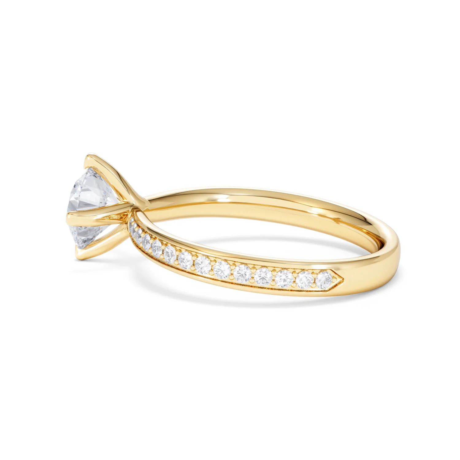 Origin Twist 1.00ct Round Cut Lab Diamond Solitaire Engagement Ring with Side Stones in 18K Yellow Gold - Image 64