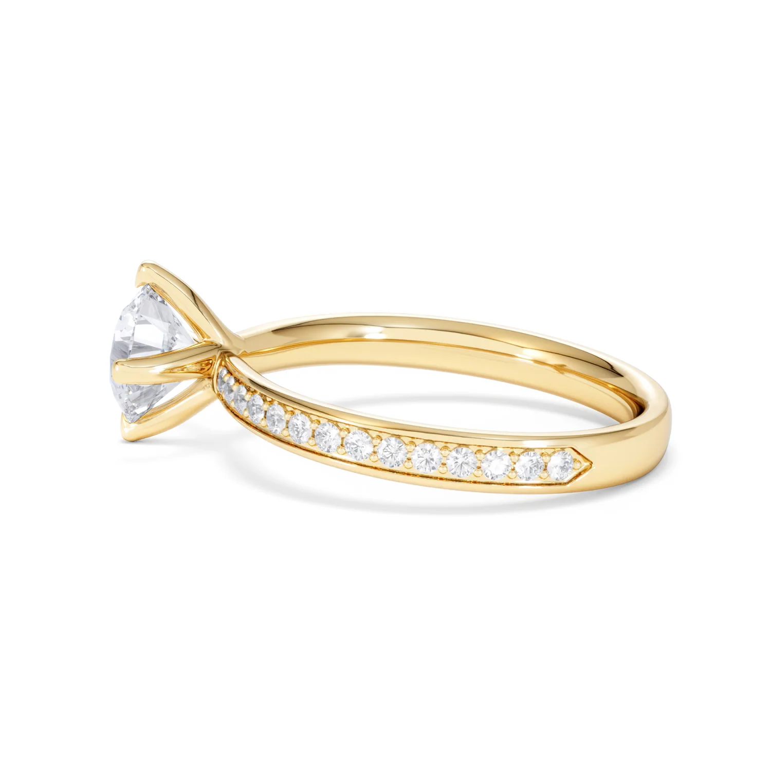 Origin Twist 1.00ct Round Cut Lab Diamond Solitaire Engagement Ring with Side Stones in 18K Yellow Gold - Image 65